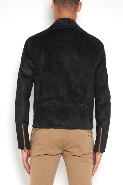 studded leather jacket with zip closure