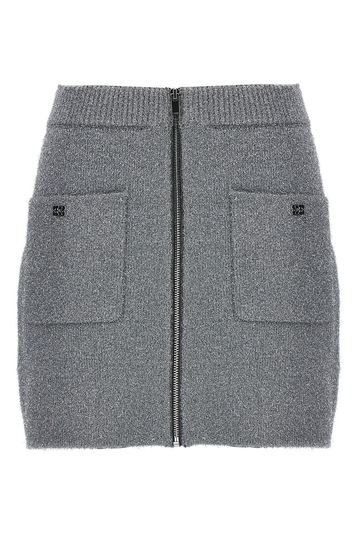Ganni Sparkle Wool Mini Skirt With Elastic Waistband