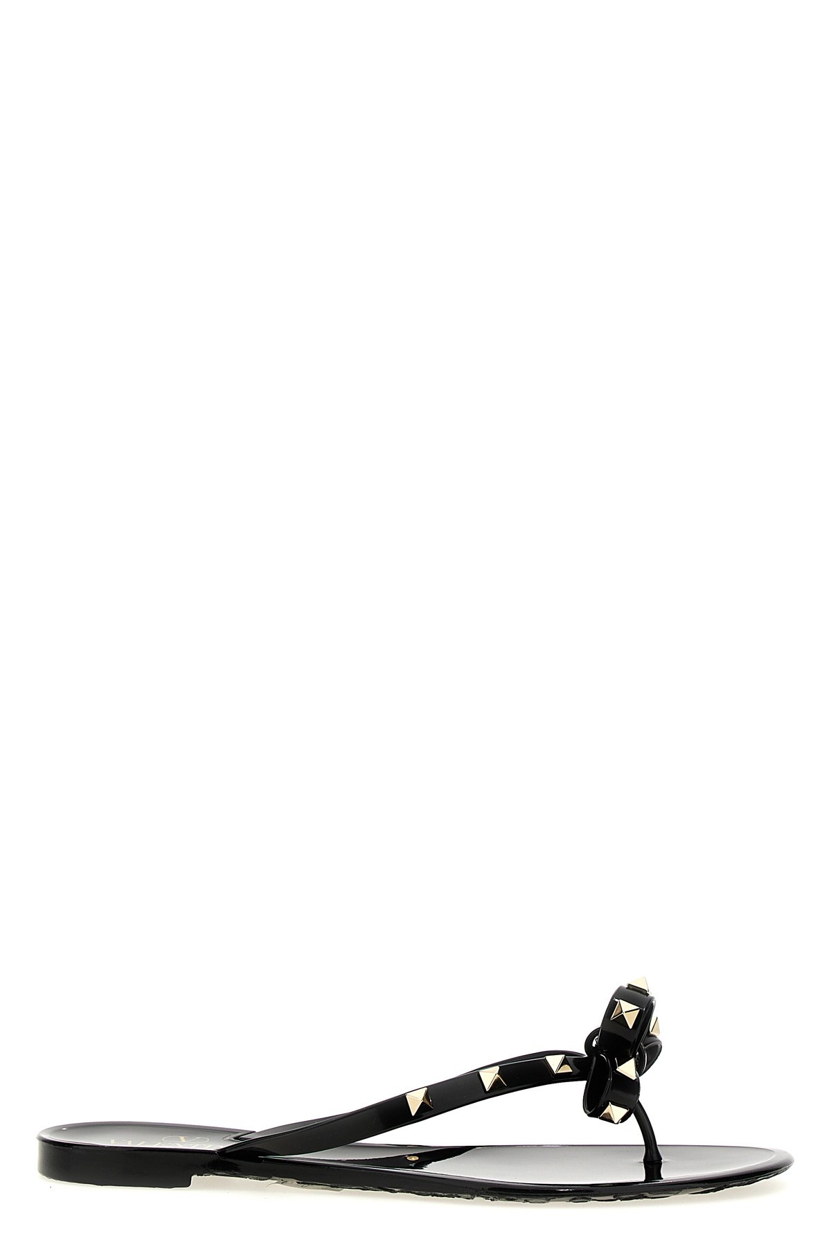 Valentino Heel Sandals With Bow Accent And Studded Embellishments