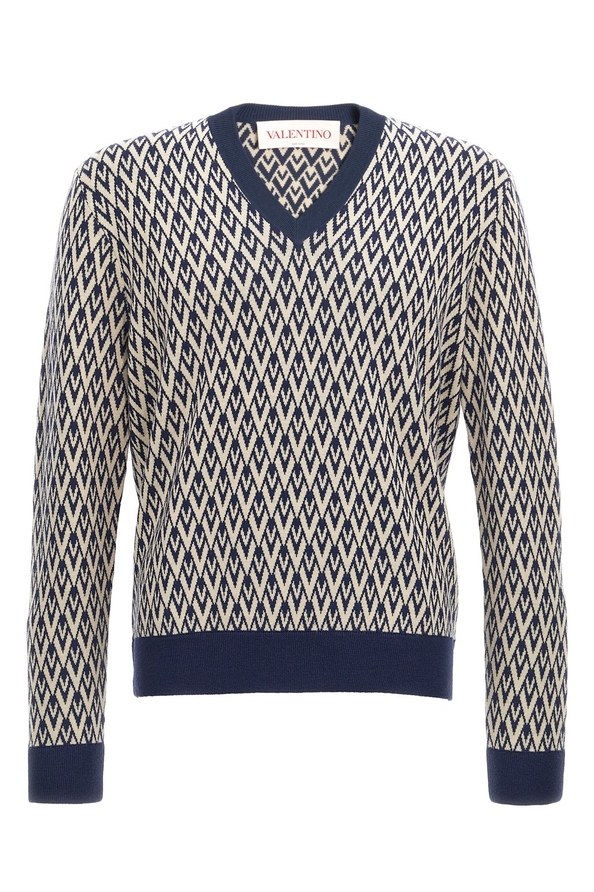 Valentino Wool Jumper With Toute La V Jacquard Pattern