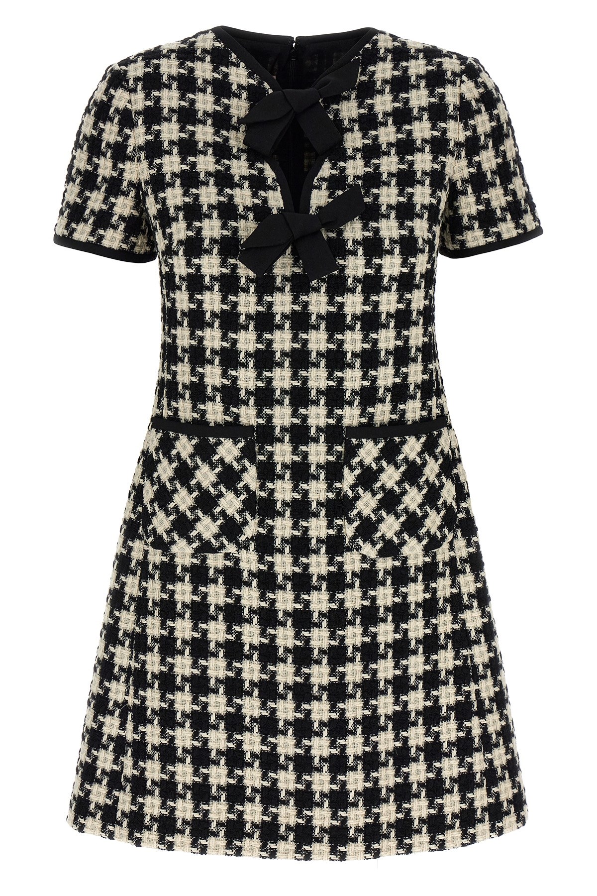Valentino Embroidered Damier Light Tweed Short Dress