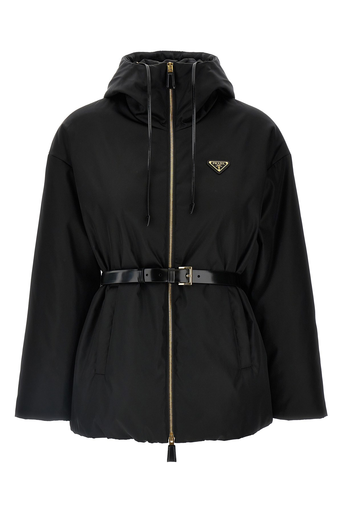 Prada Re-nylon Logo Raincoat In Black