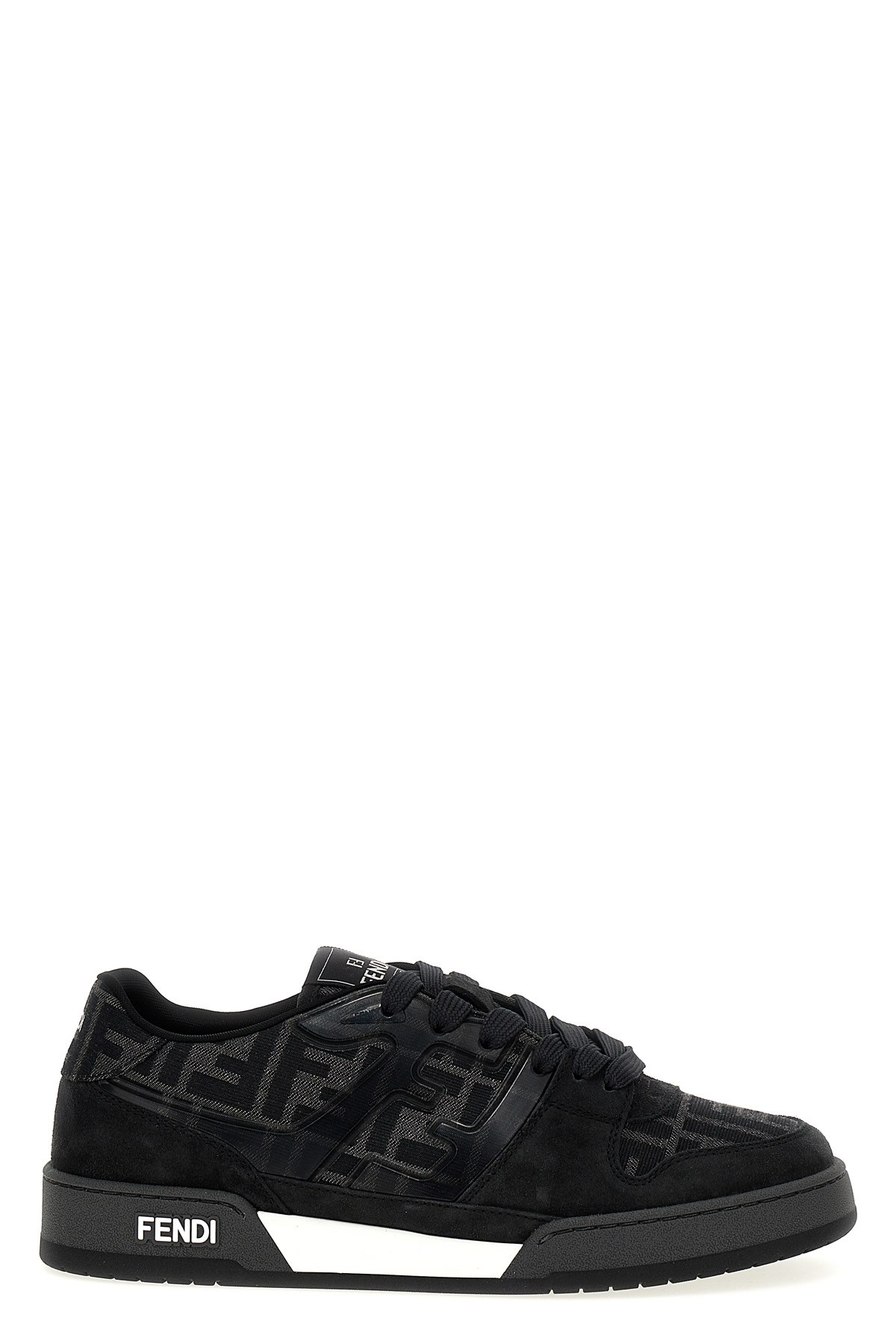 Fendi Low-top Round Toe Rubber Sole Sneakers In Gray