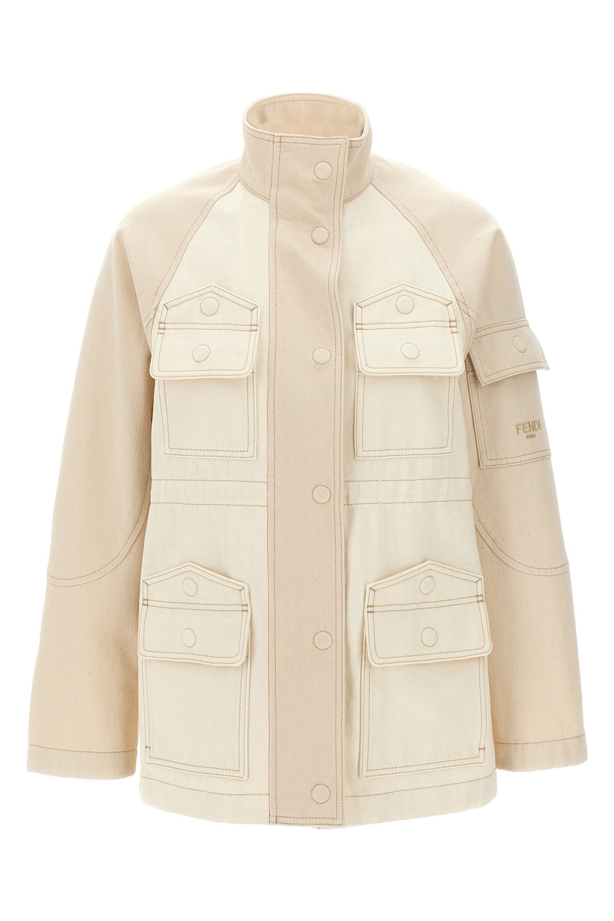 Fendi Two-tone Cotton Denim Parka