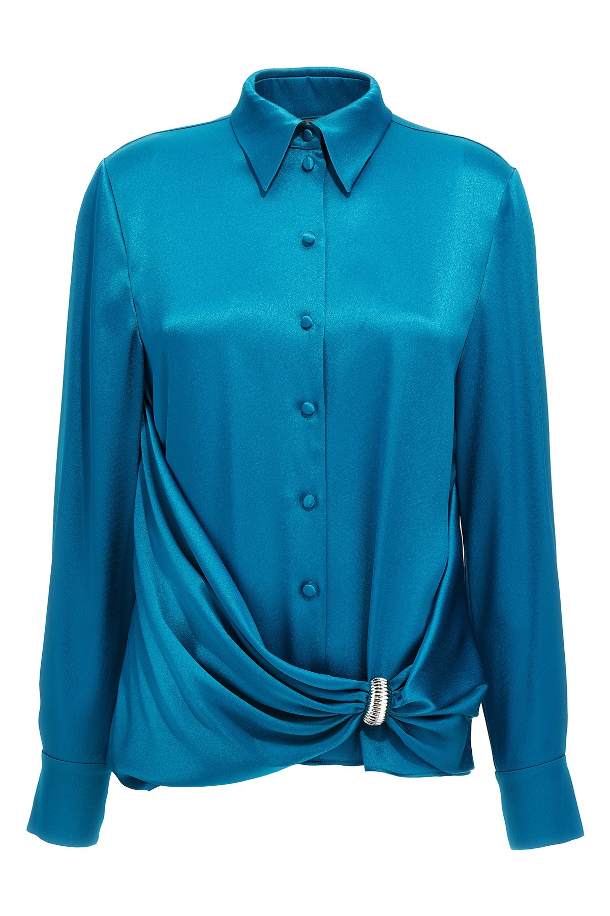 Alberta Ferretti Draped Collared Shirt With Cuff Detail