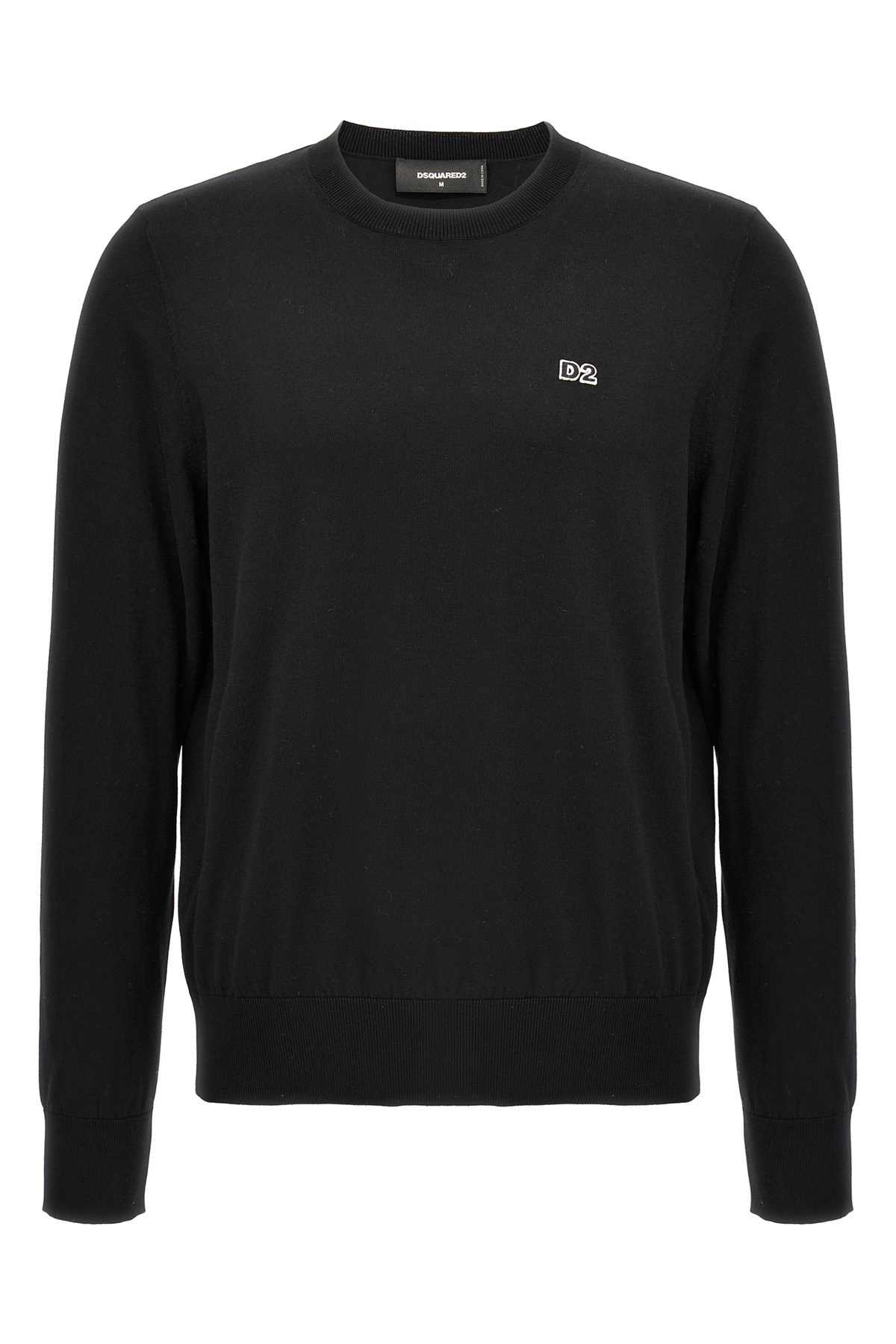 Dsquared2 Classic Black Crew-neck Sweater With Ribbed Cuffs