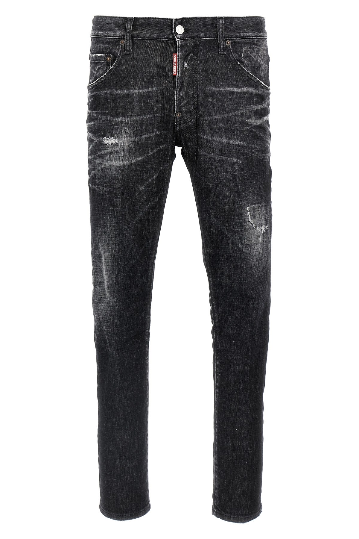 Dsquared2 Cool Gut Black Jeans With Belt Loops And Faded Effect In Denim Man