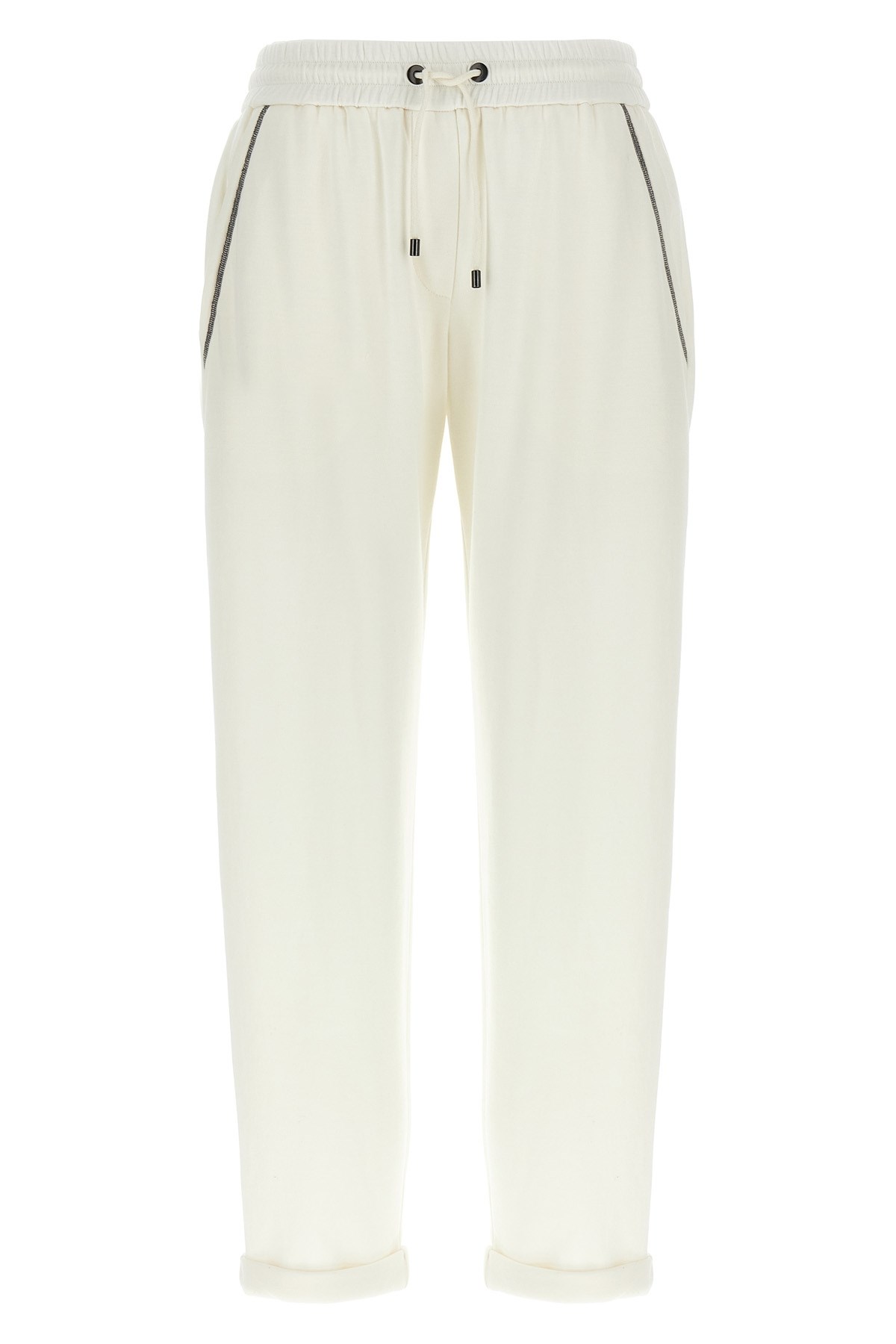 Brunello Cucinelli Track Trousers In Lightweight Stretch Cotton Fleece With Moniline