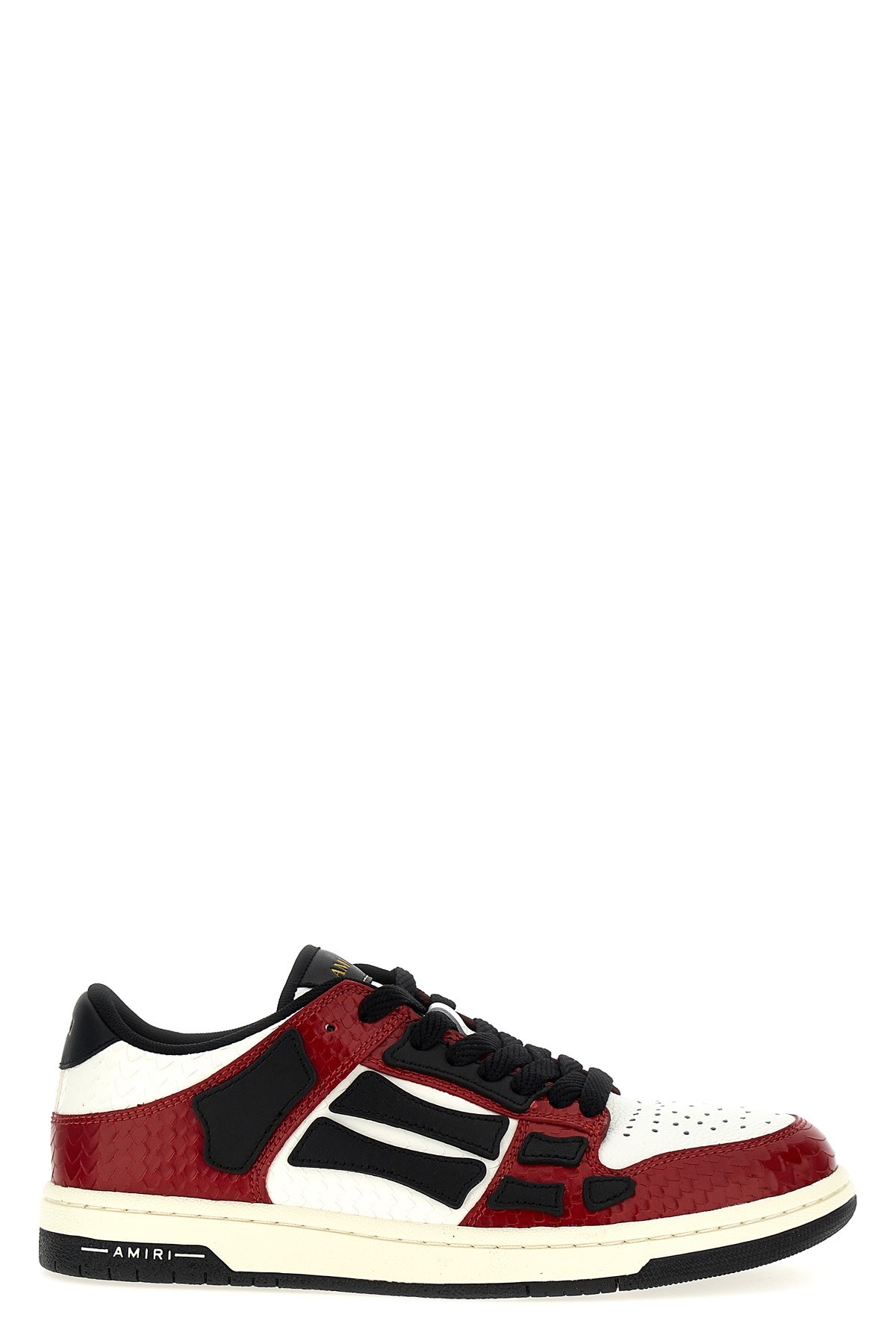 Amiri Skel Top Low Red Sneakers With Skeleton Patch In Leather Man