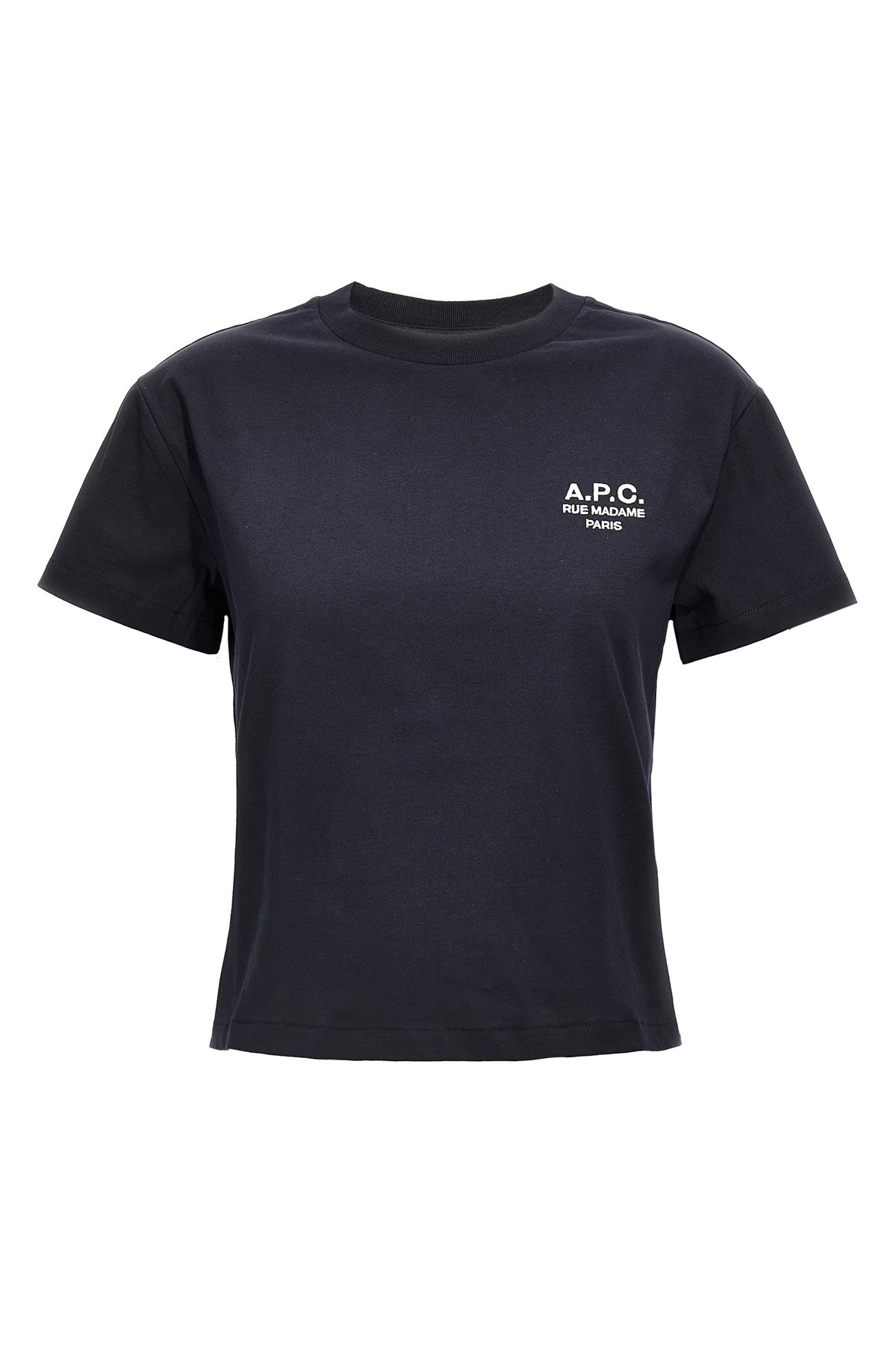 Apc Cropped T-shirt In Dark Blue Organic Cotton