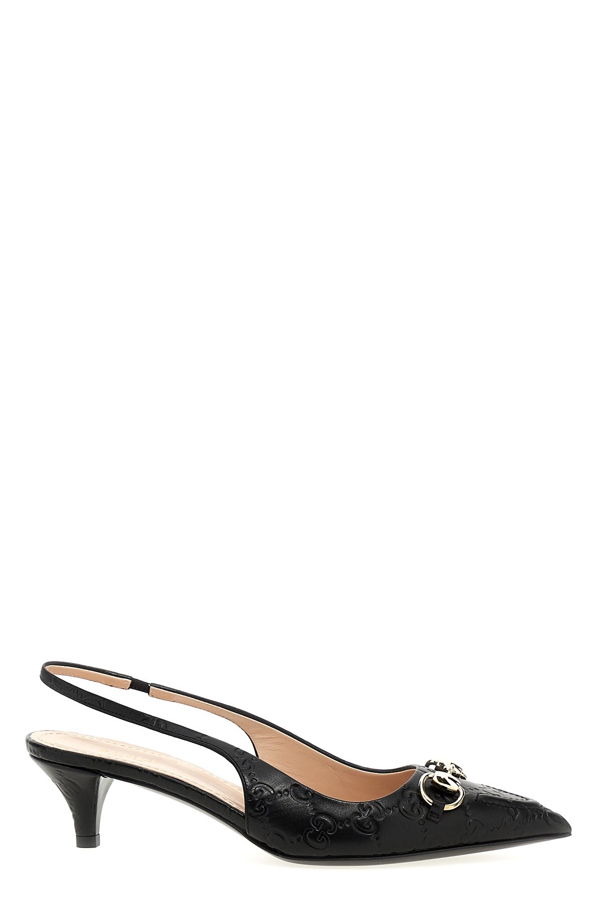 Gucci Black Slingback Pumps With Elastic Strap In Black