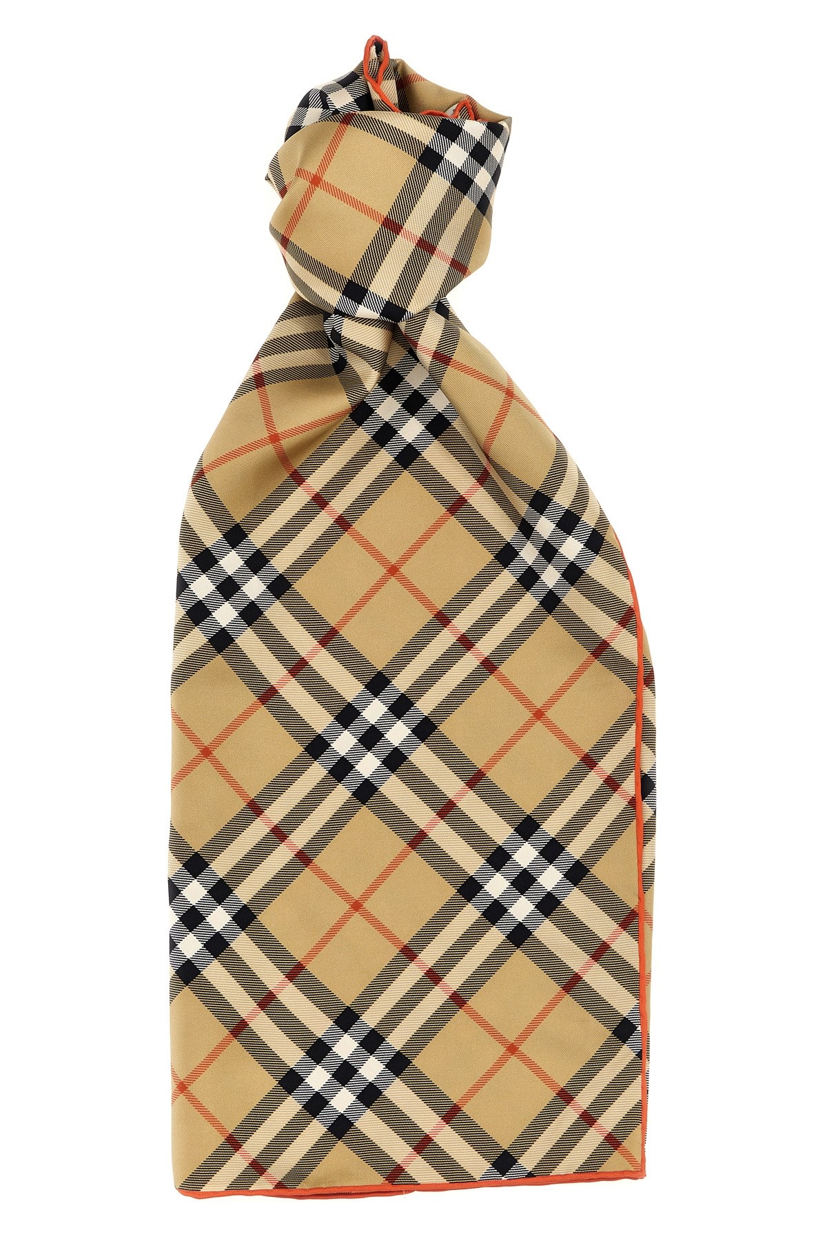 Shop Burberry Check Silk Scarf