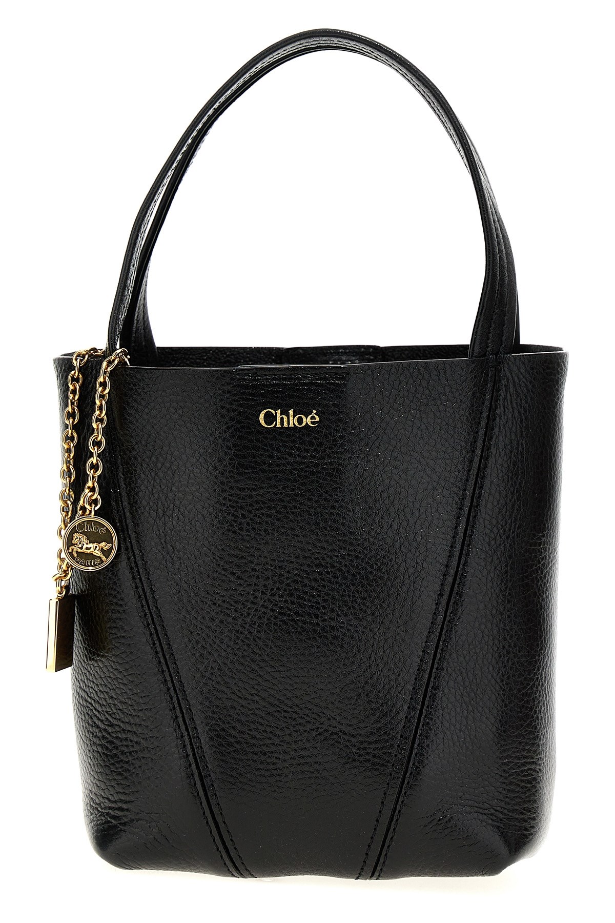 Chloé Small Spin Tote In Grained Leather Bags In Black