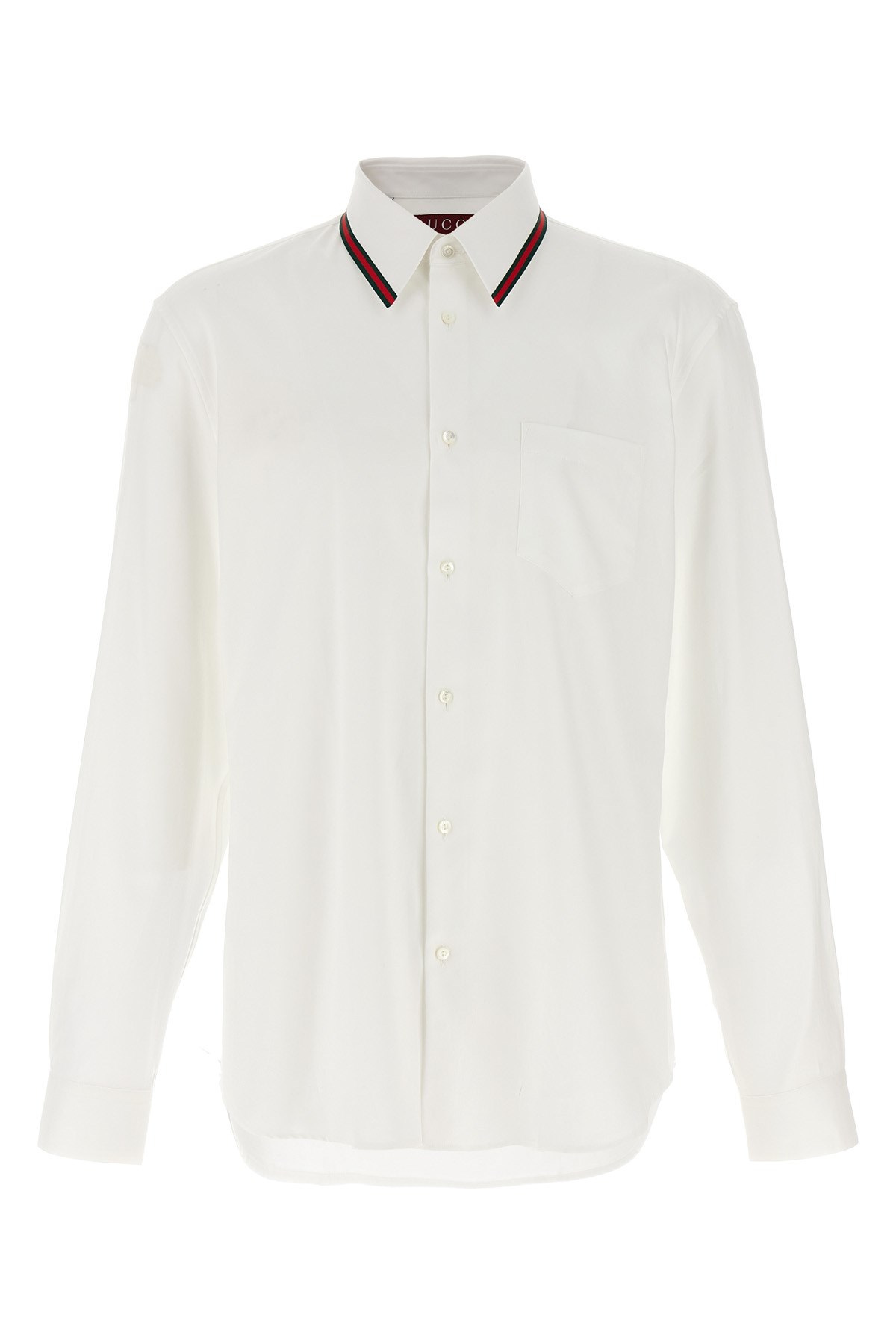 Gucci Web-stripe Trim Cotton Shirt In White