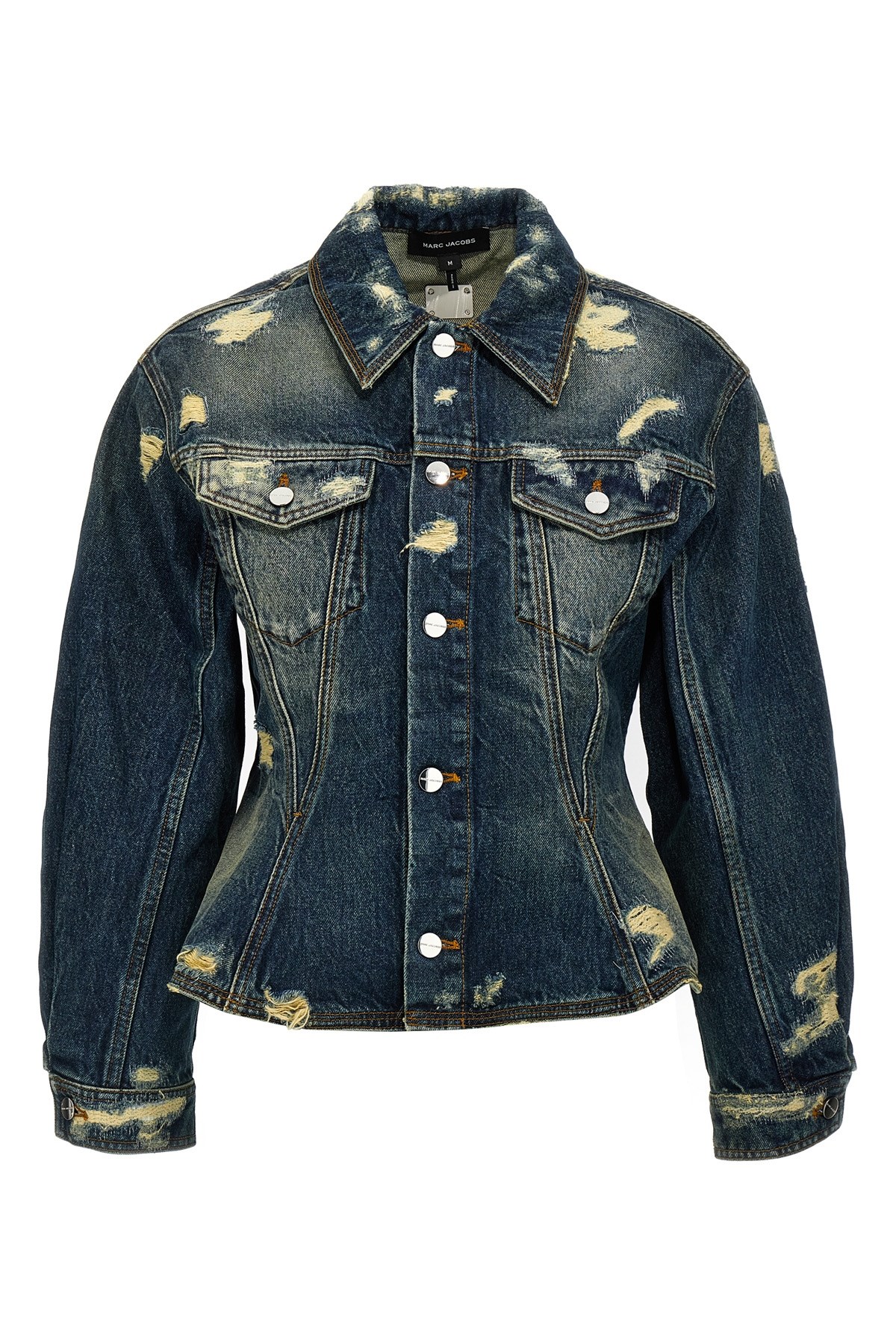 Shop Marc Jacobs 'the Rip And Repair Fluted Denim Jacket' Jacket