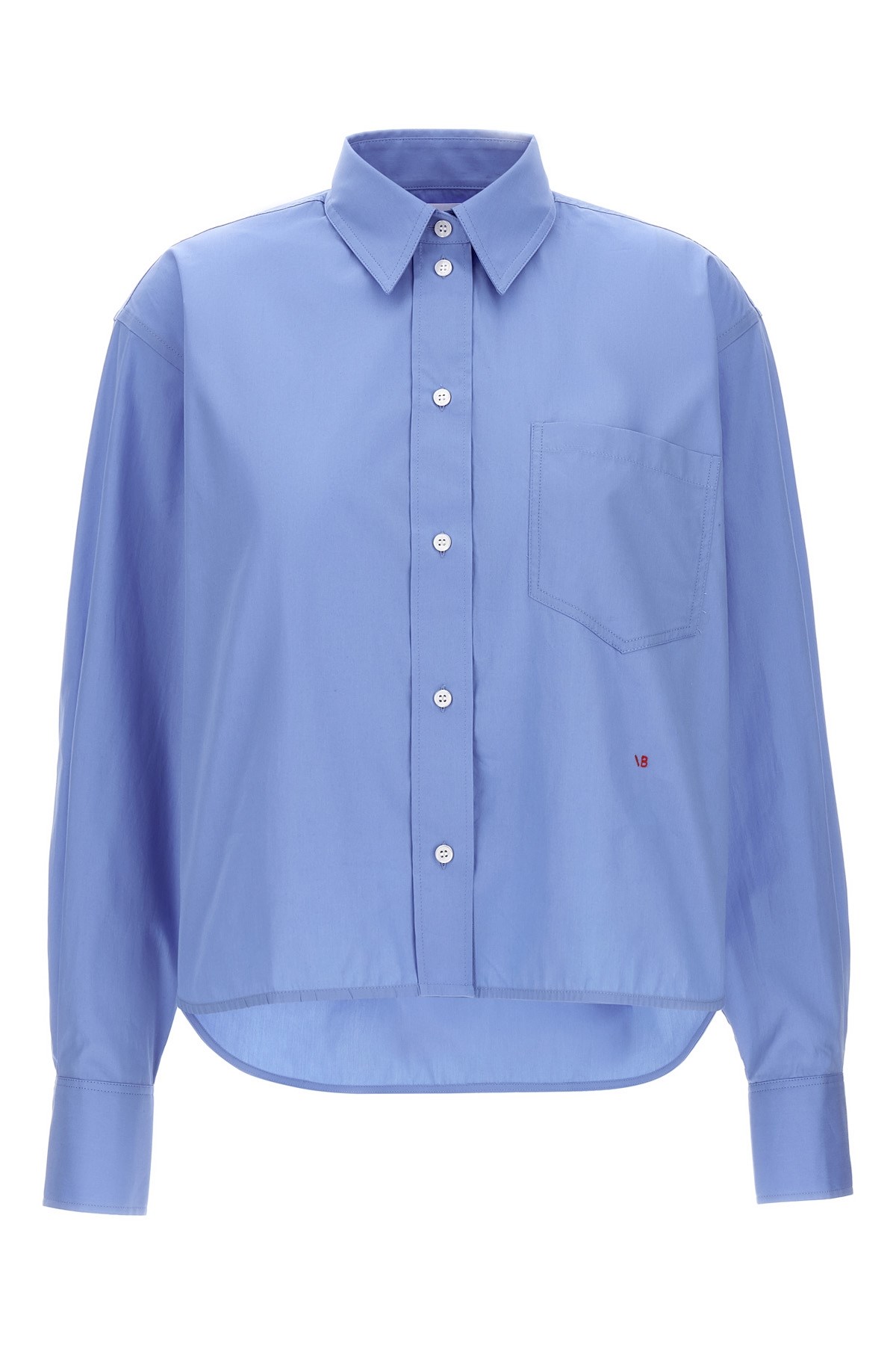 Victoria Beckham Shirt Cropped Long Sleeves In Blue