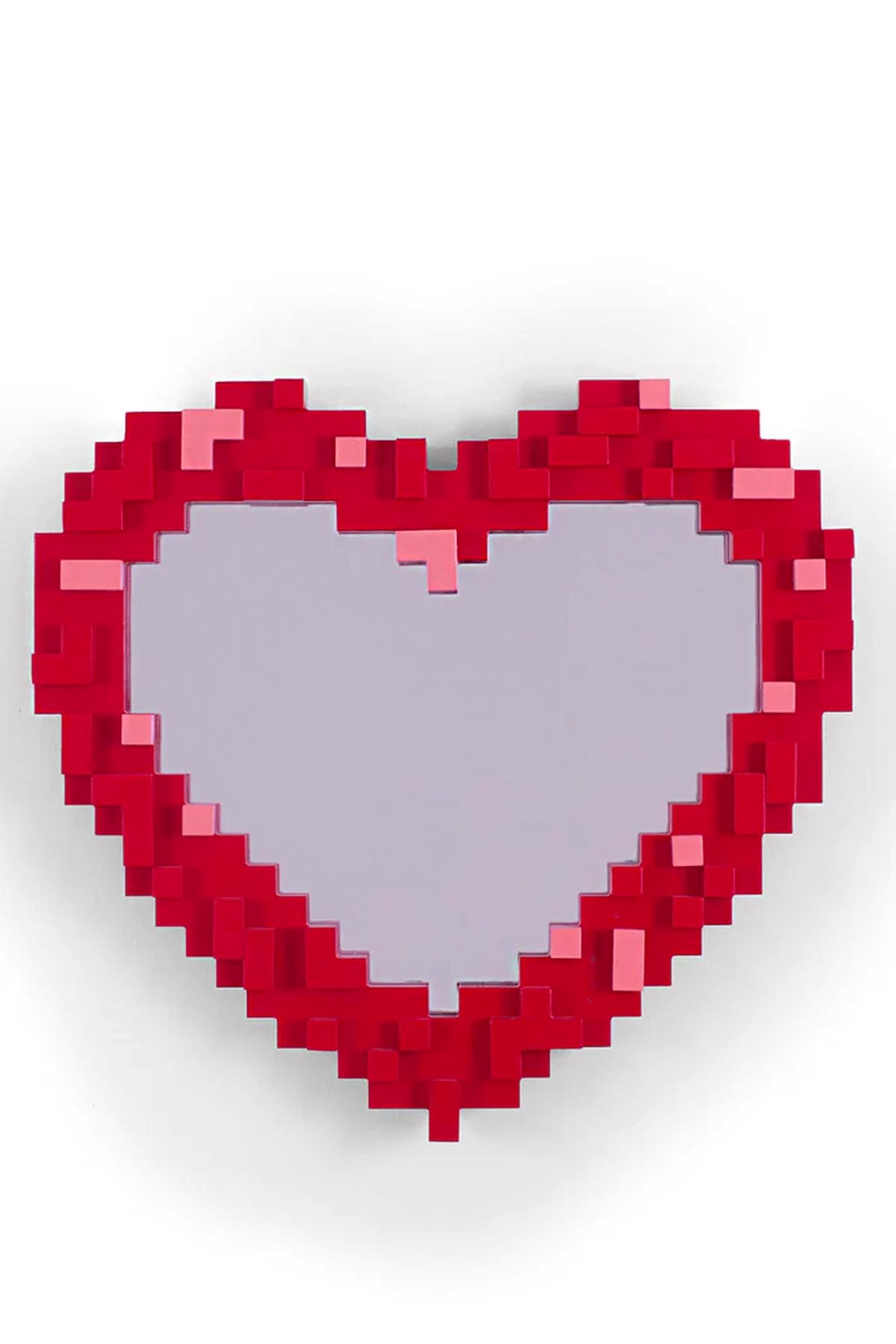 Seletti 'pixel Mirror - Heart' Mirror In Red