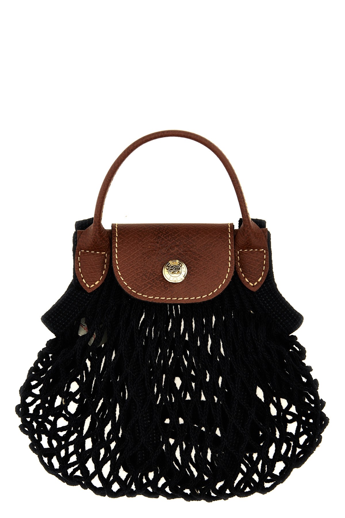 Longchamp Le Pliage Filet Mesh-knit Bag In Black