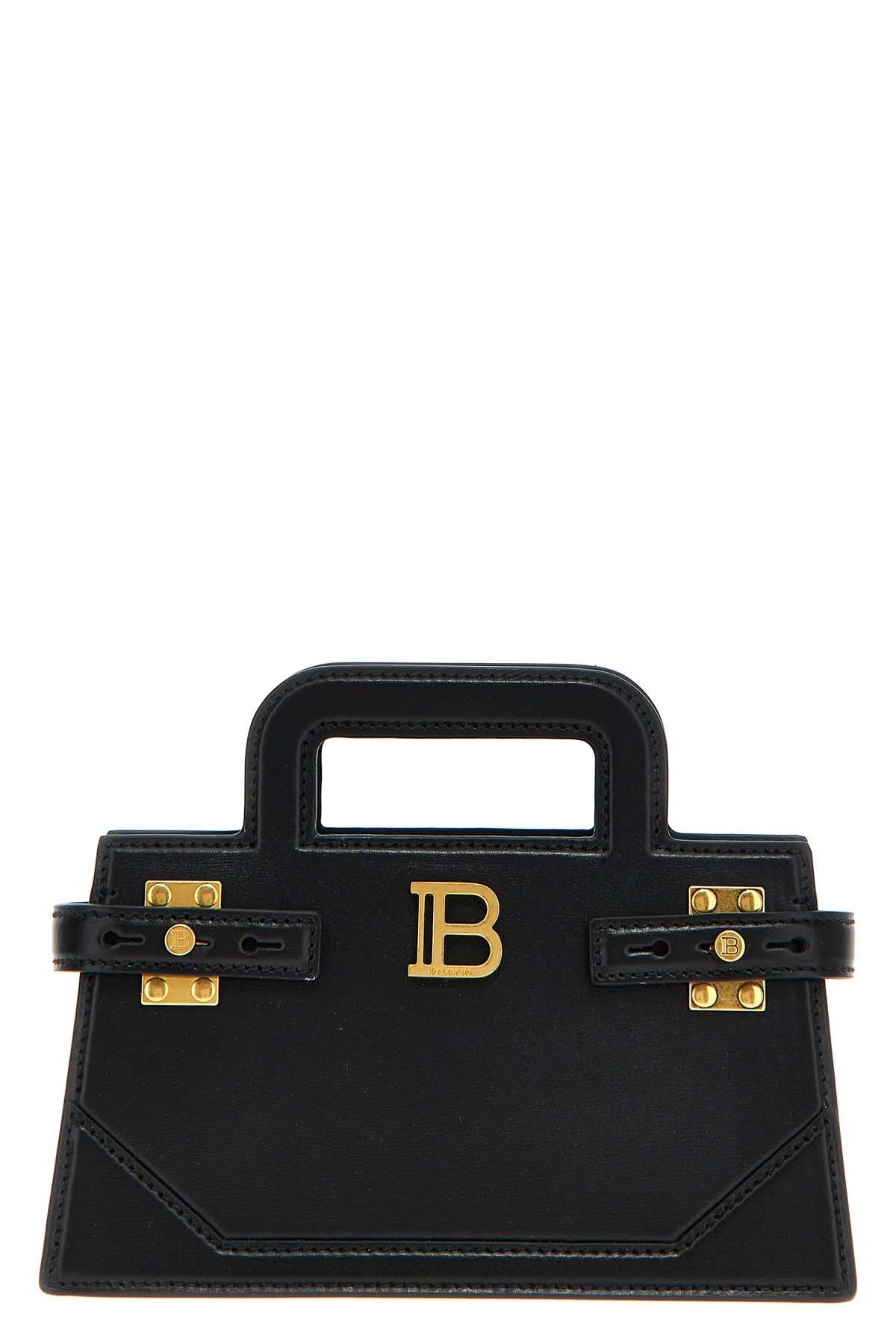 Balmain Structured Small B-buzz Handbag In Calf Leather In Black