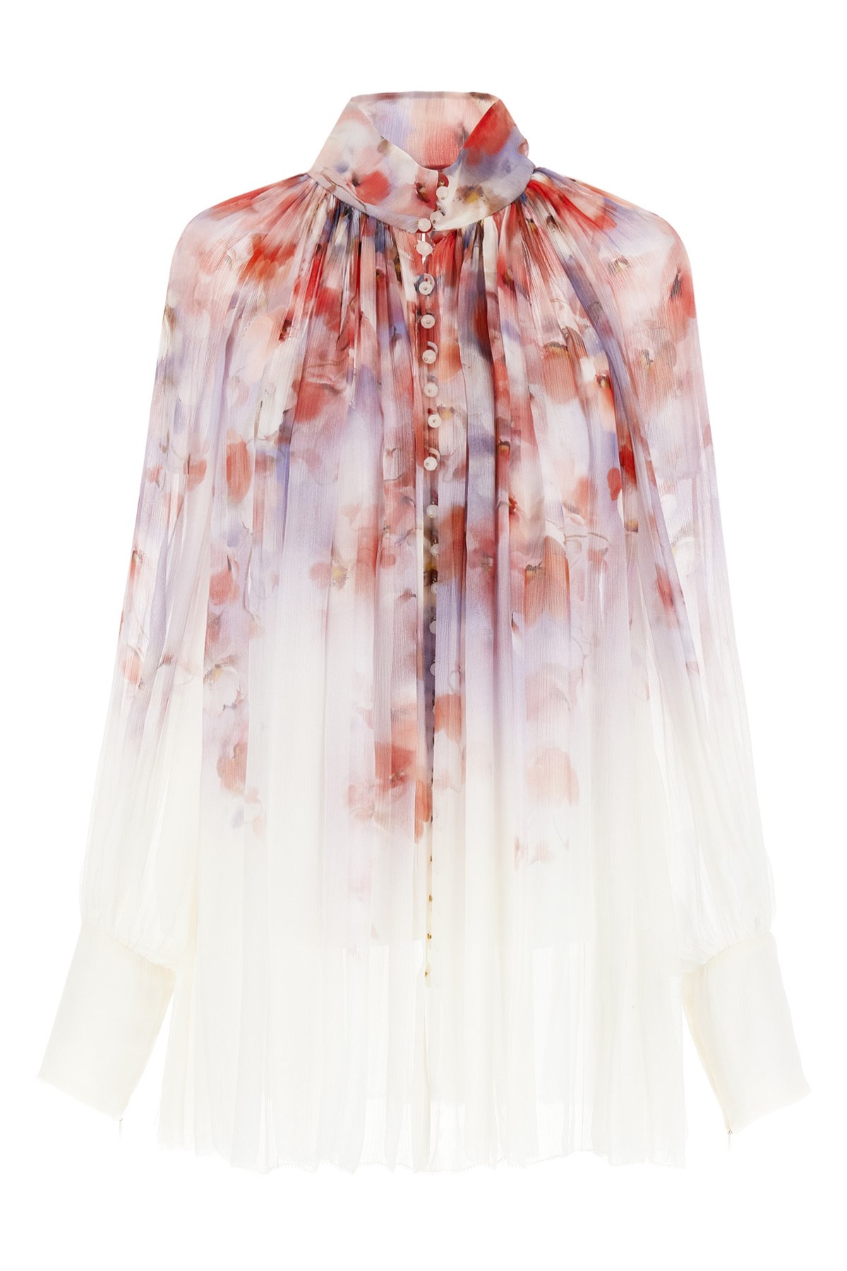 Zimmermann Crush Pleated Floral-print Crepon Blouse