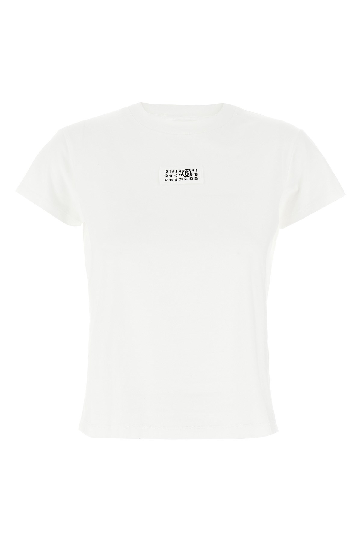 Mm6 Maison Margiela Mm6 By Maison Margiela Crewneck T-shirt With Front Logo Patch Detail In White