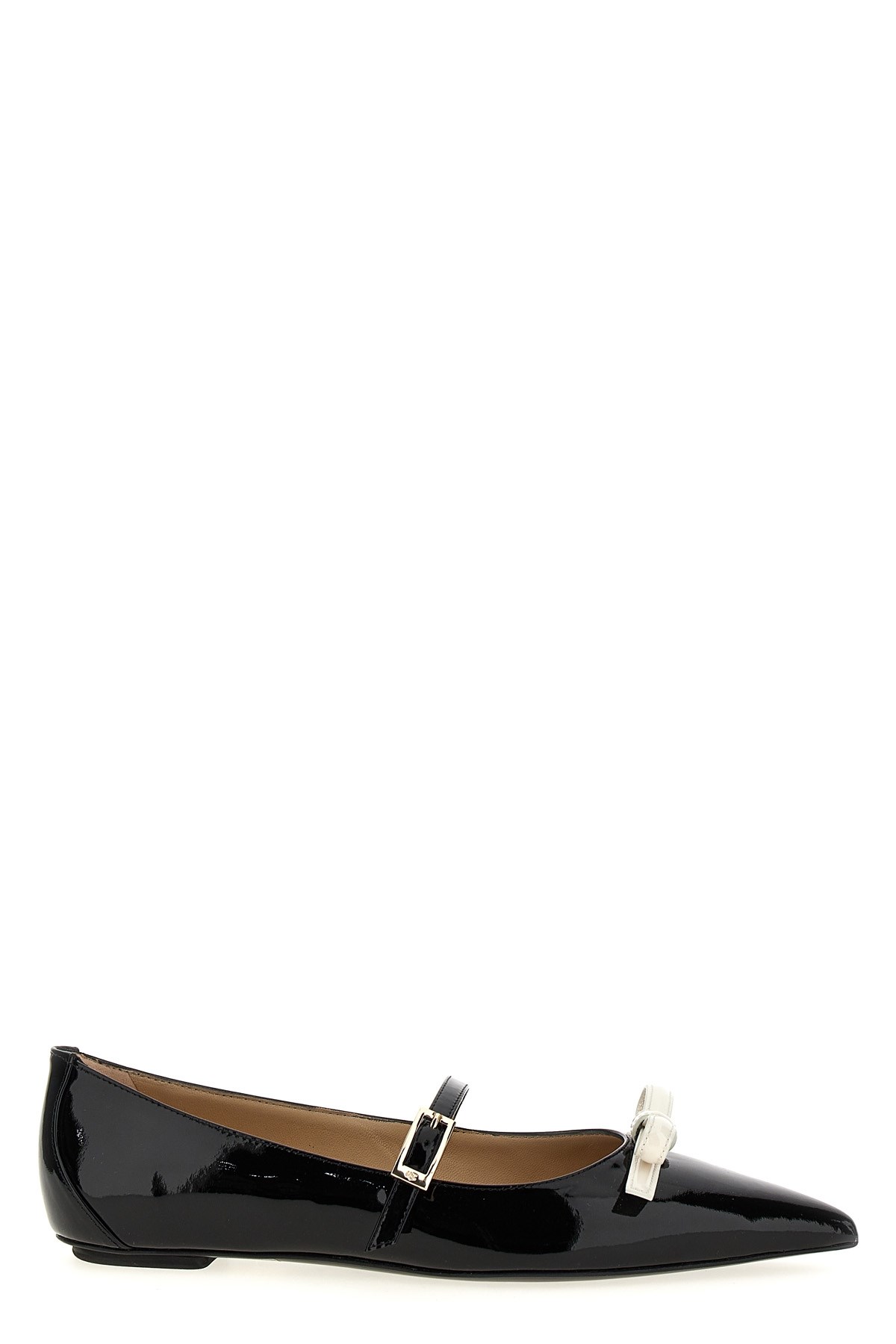 Stuart Weitzman Bow Patent Leather Pointed Toe Ballerinas