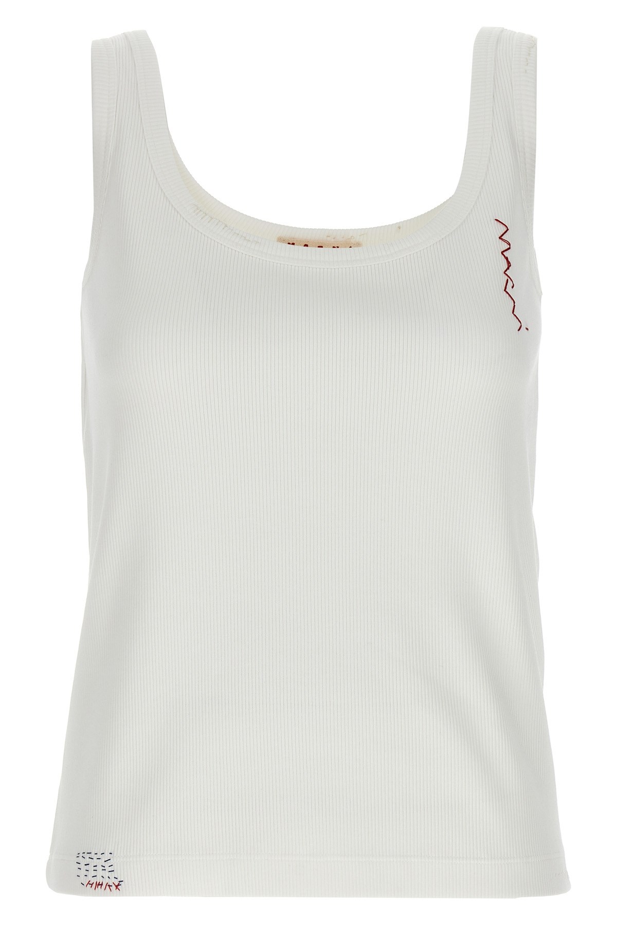 Marni White Poplin Sleeveless Top