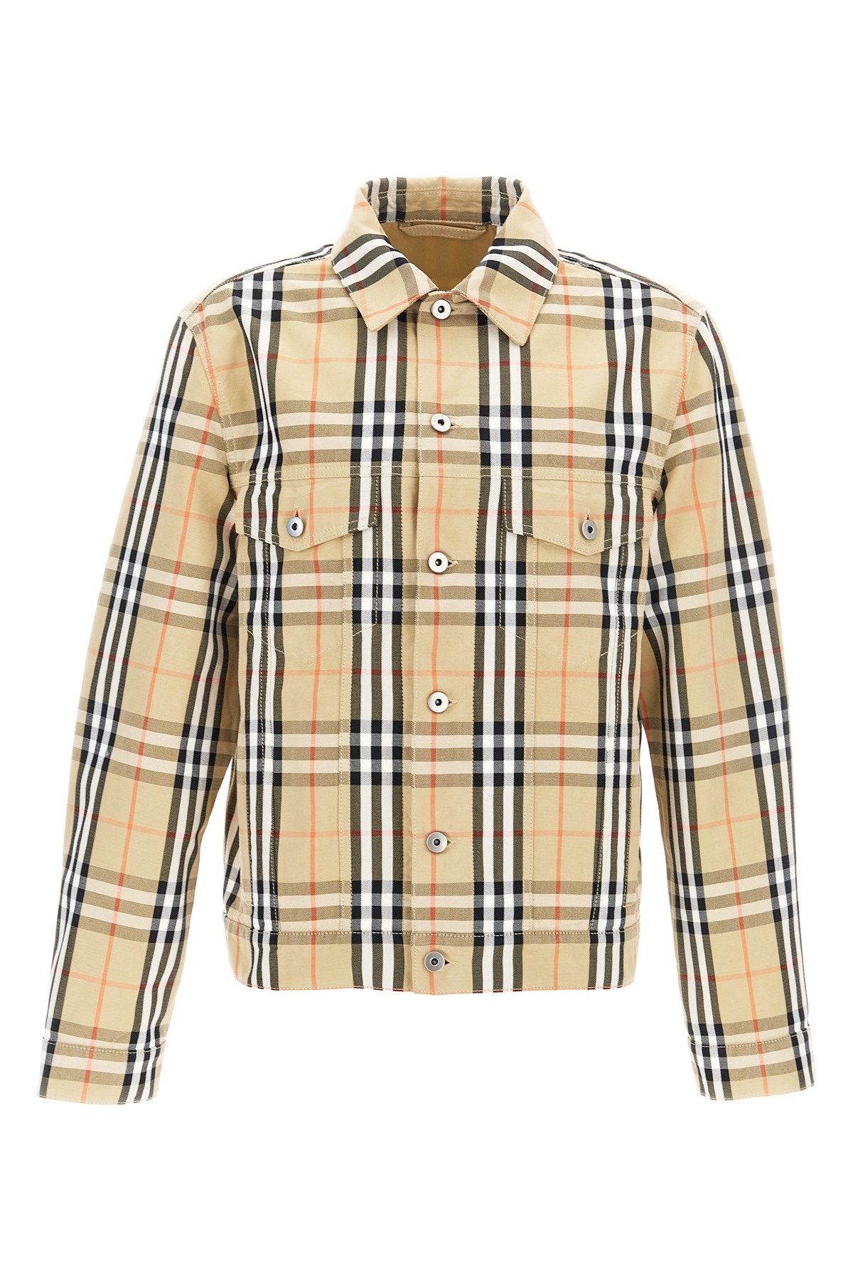 Burberry Tailored Cotton Jacket With Classic Plaid Pattern