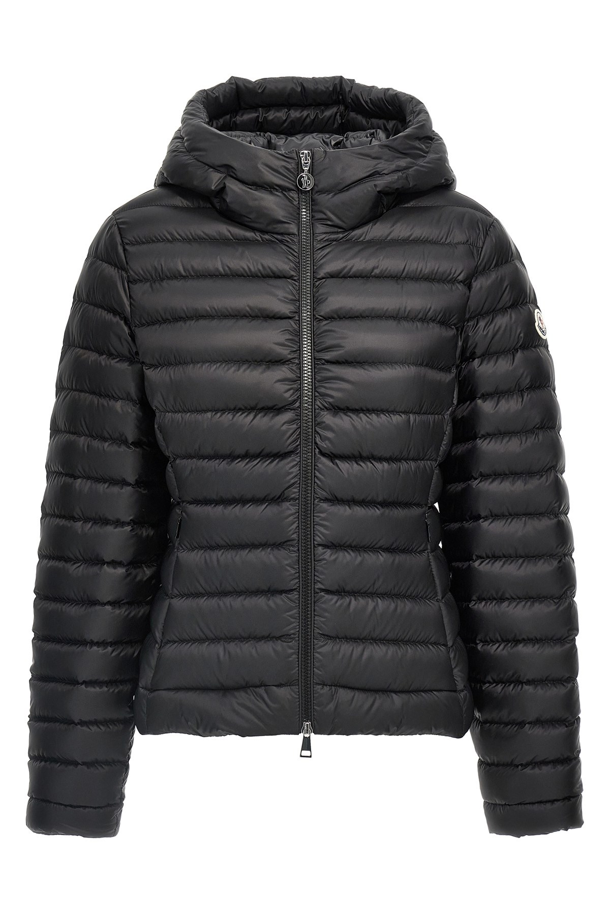 Moncler Puffer Jacket With Metal Zip Fastener And Hood In Black