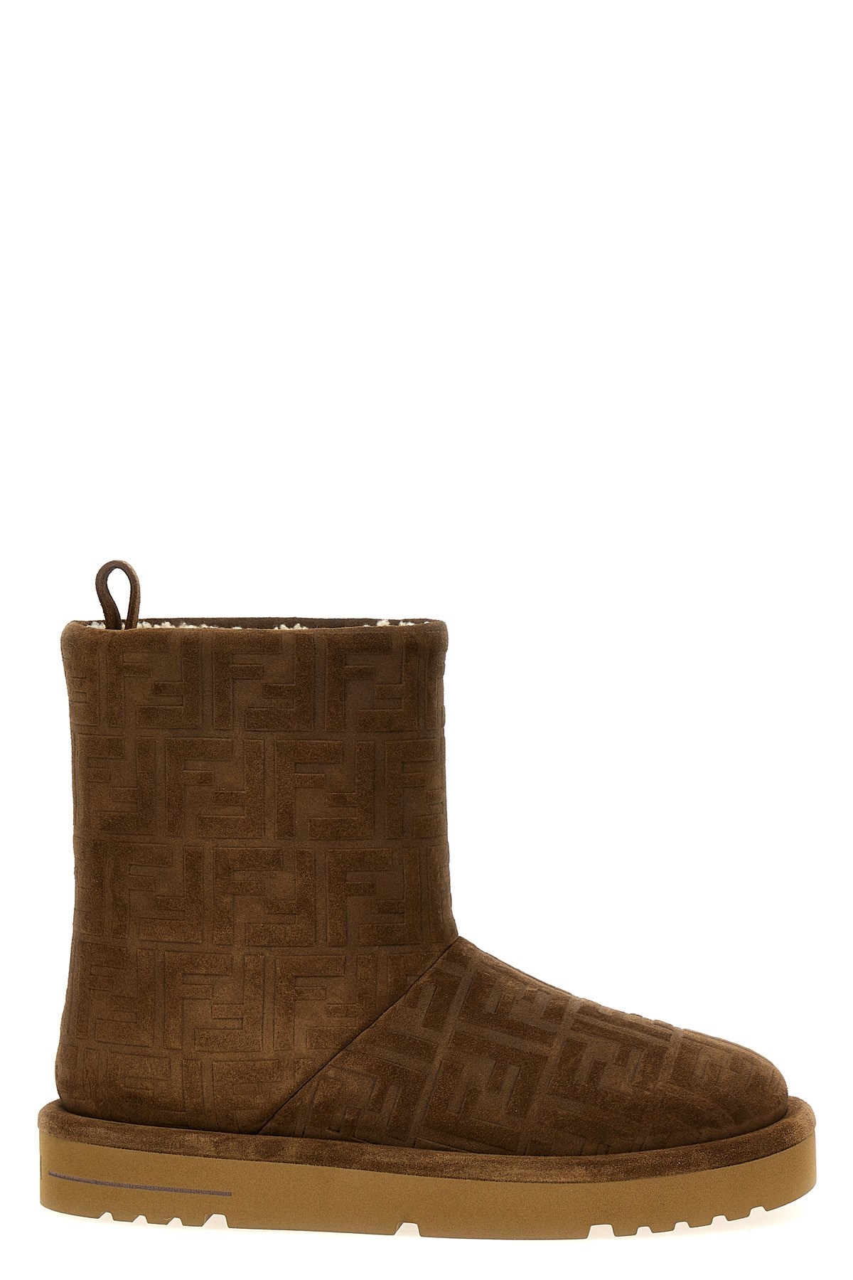 Fendi Stivaletti Apres Chic In Pelle Scamosciata Caramello Donna In Brown