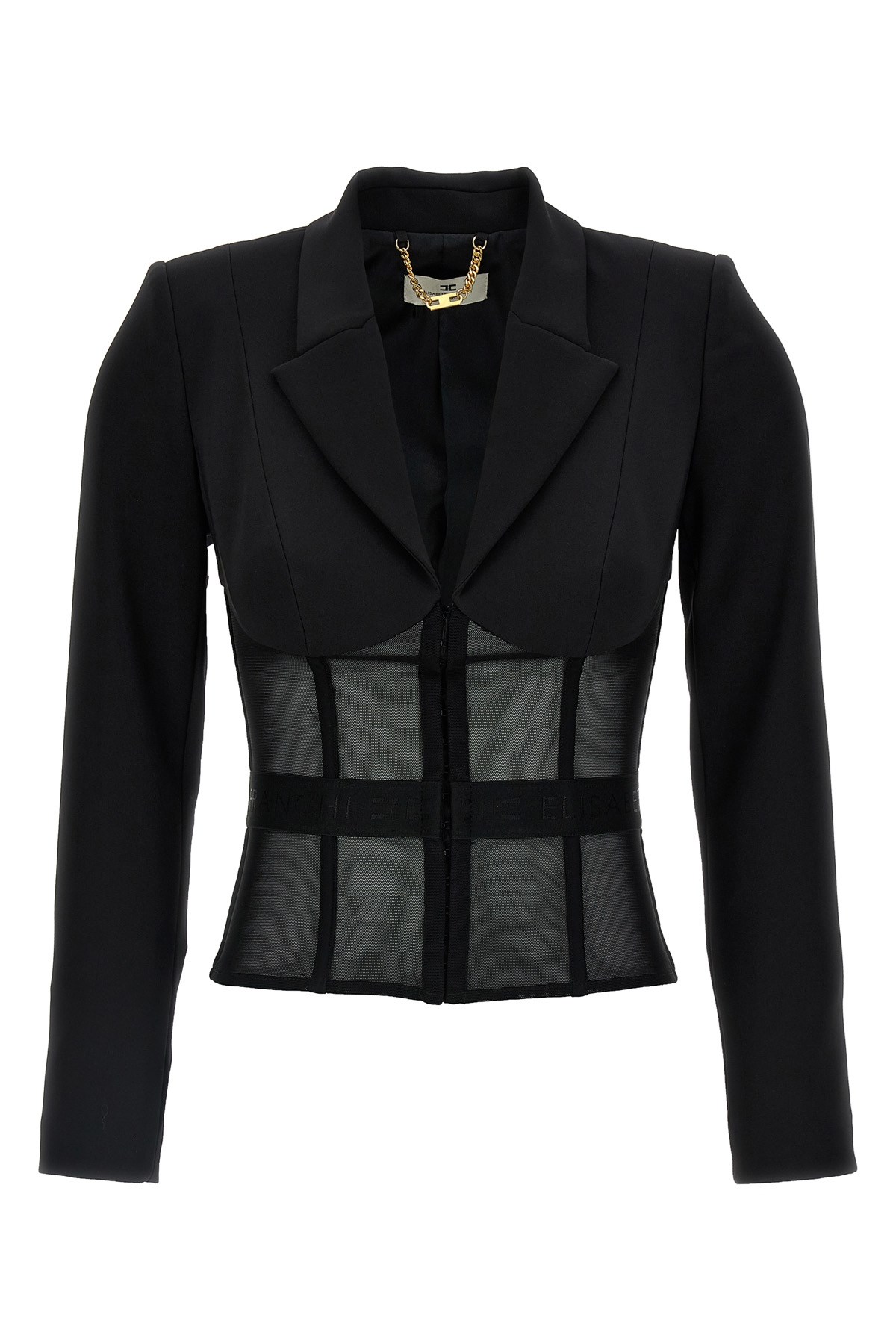 Elisabetta Franchi Tailored Blazer With Sheer Tulle Panels