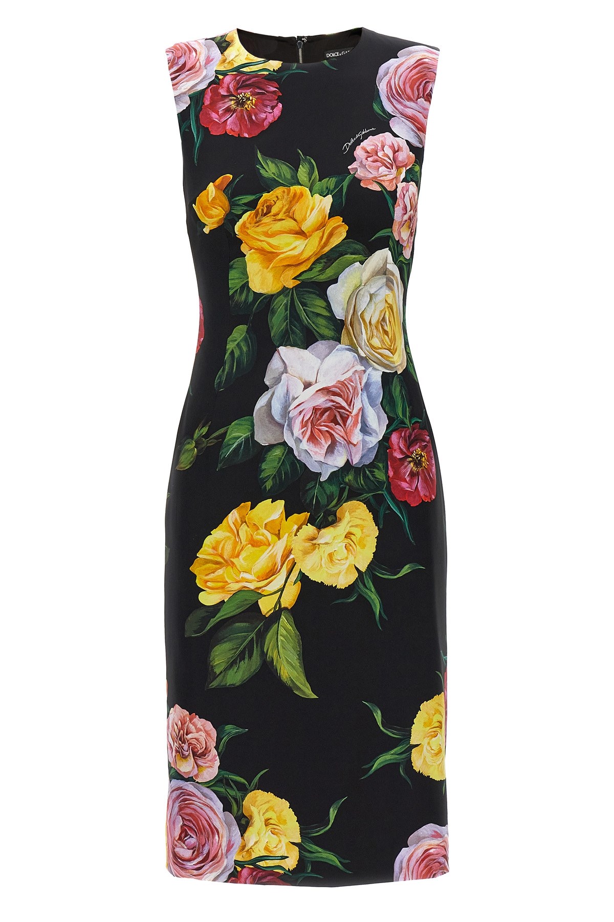 Dolce & Gabbana Longuette Dress With Floral Print Dresses Multicolor