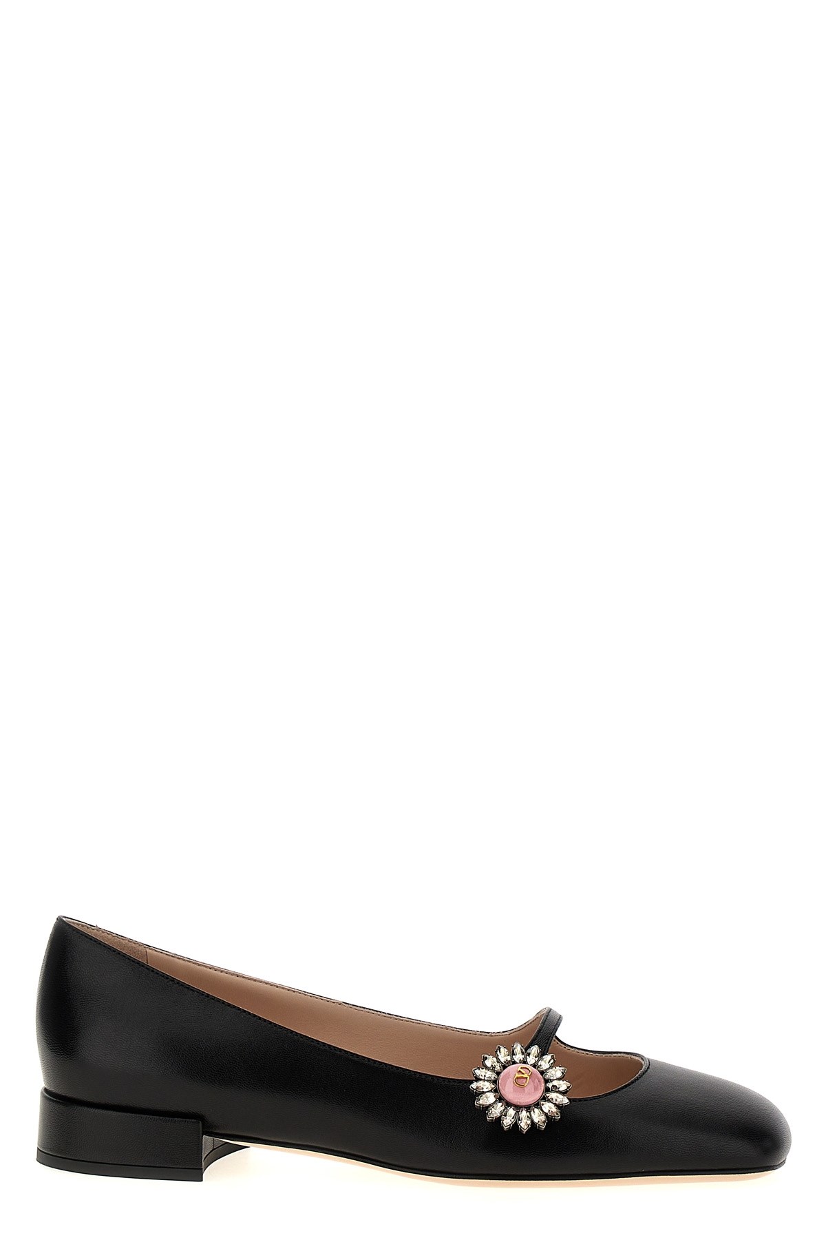 Valentino Embellished Leather Mary Jane Flats