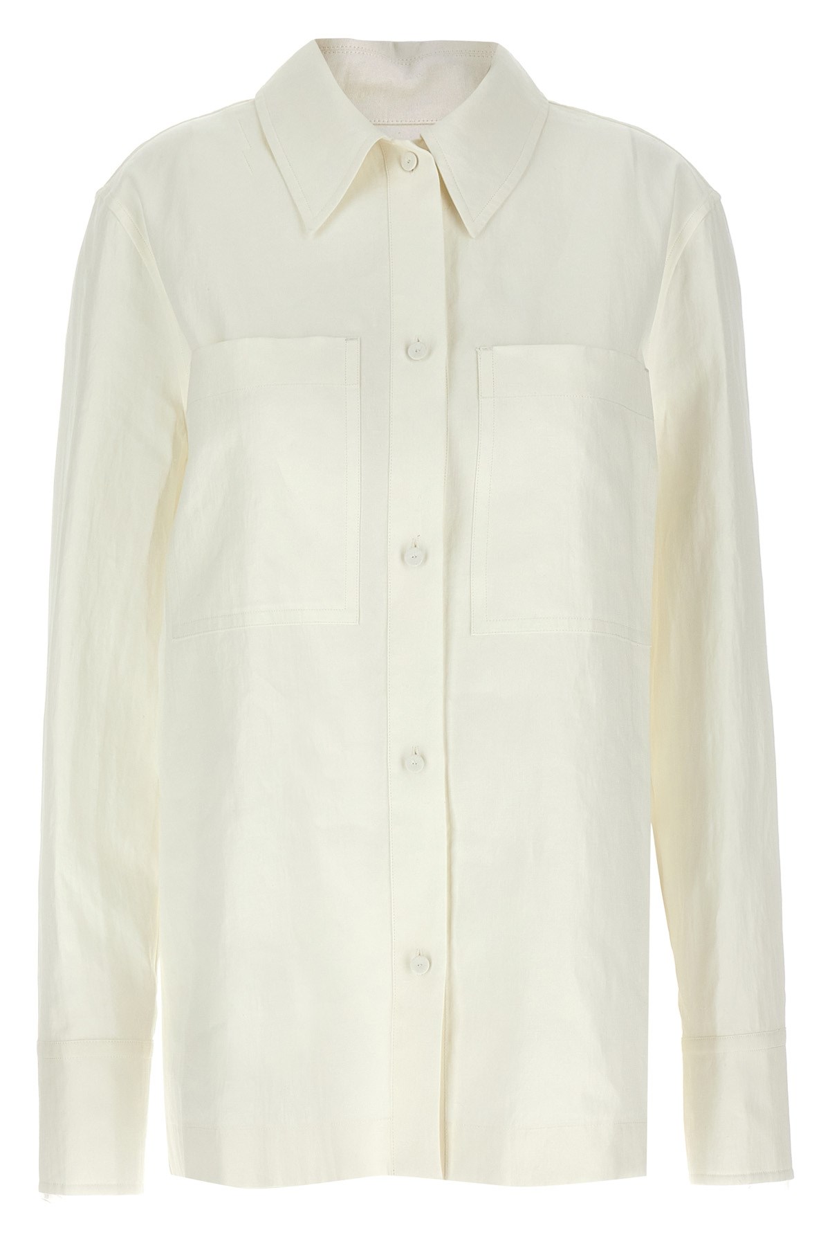 Jil Sander Linen Shirt With Chest Pockets And Long Sleeves In Neutral