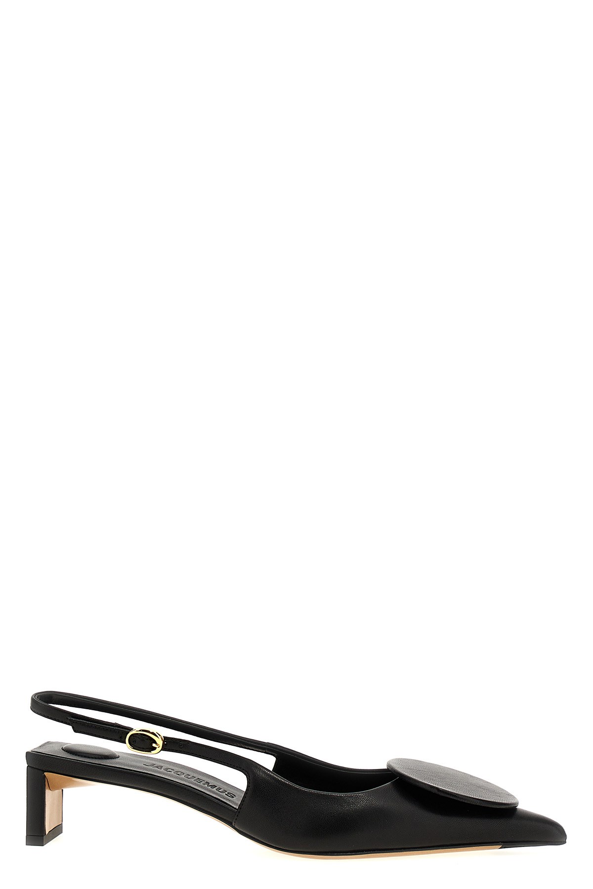 Jacquemus Pointed Toe Pumps With Geometric Embellishments In Black