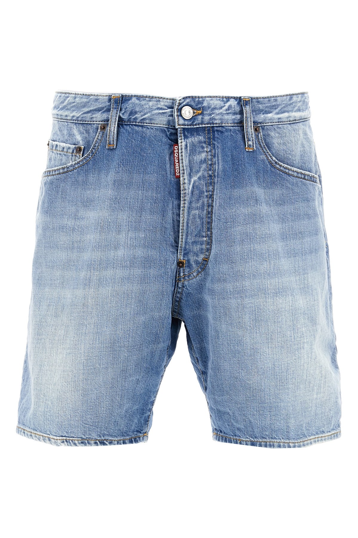 Dsquared2 Blue Jeans With Five-pocket Design And Logo Patch On The Back In Denim Man