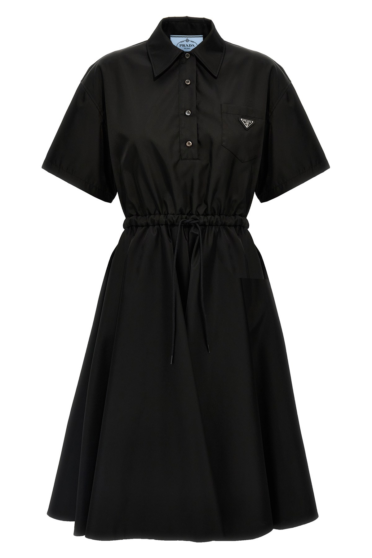 Prada Re-nylon Midi Dress Dresses Black In Black