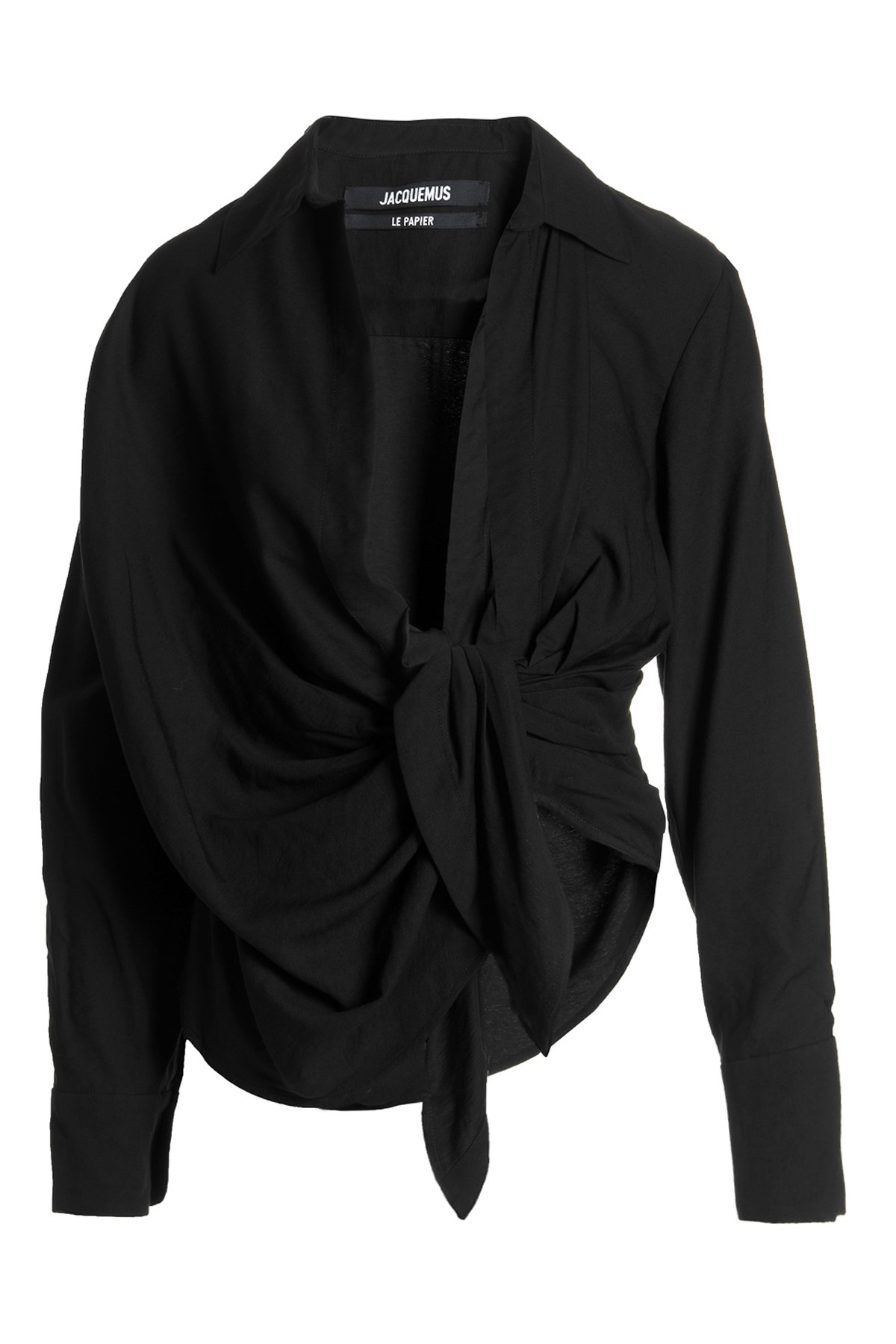 Jacquemus Bahia Twisted Long-sleeved Shirt In Black