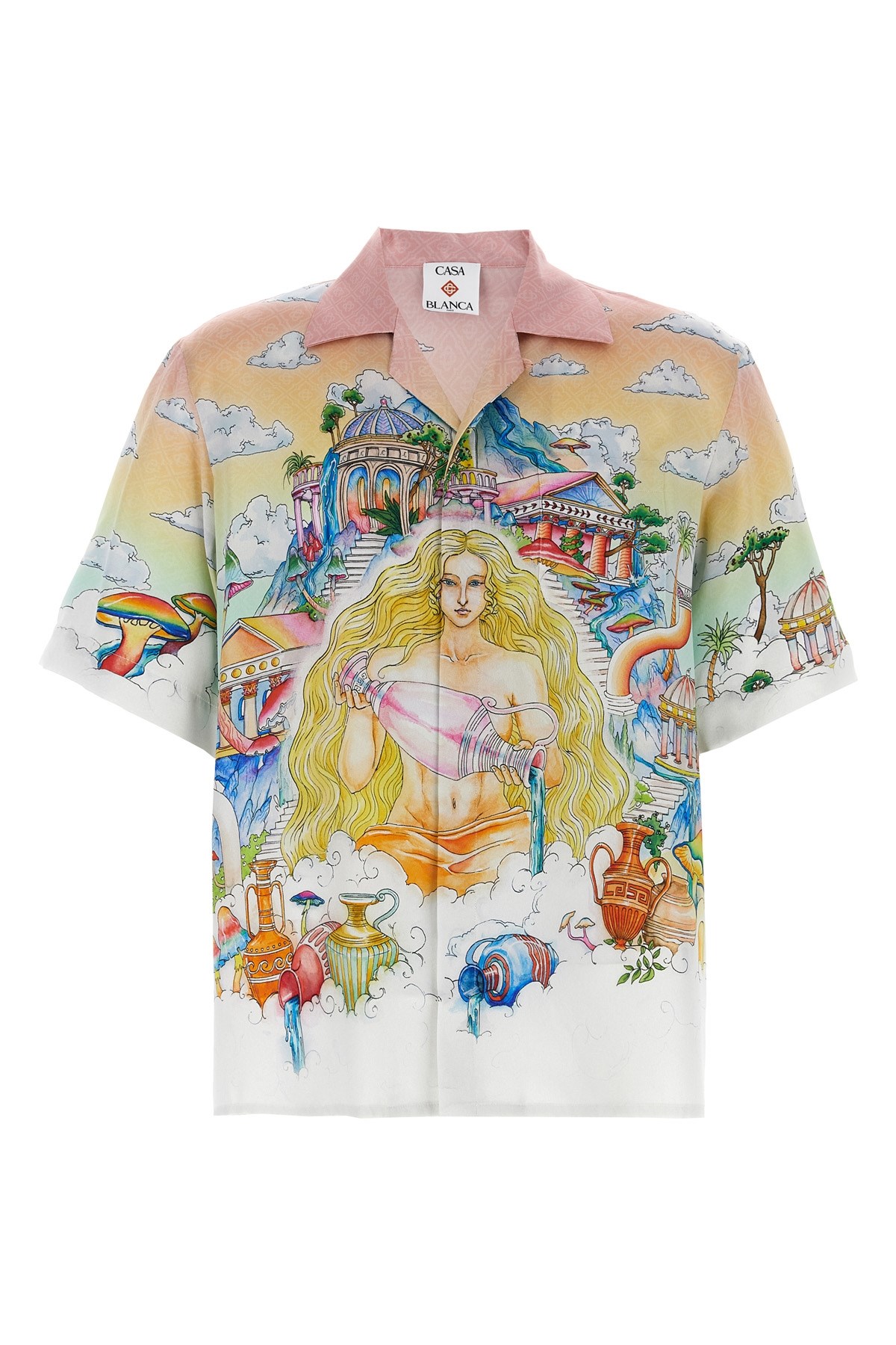 Casablanca Short Sleeve Shirt With Cuban Collar In Multi