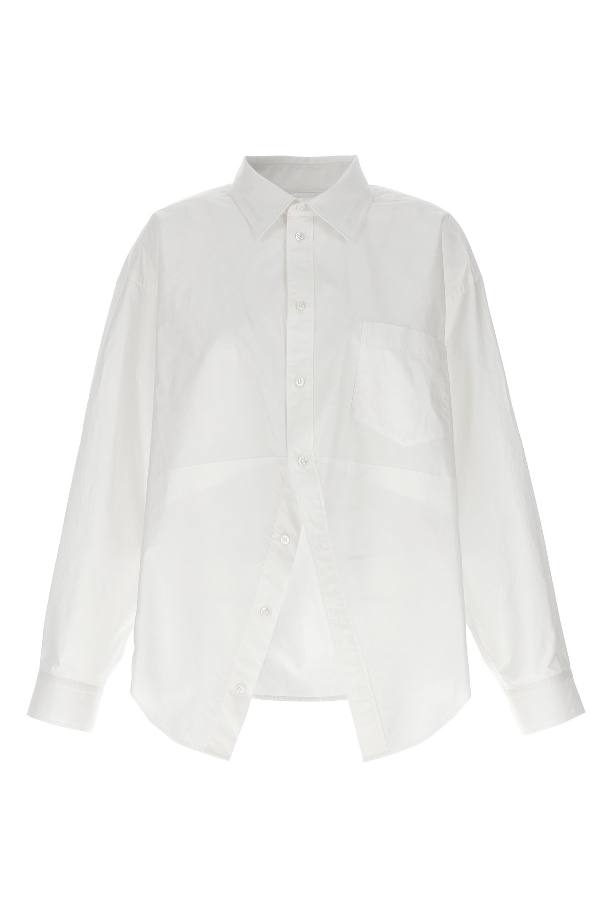 Balenciaga White Shirt With Pointed Collar And Front Slit In Cotton Woman In White
