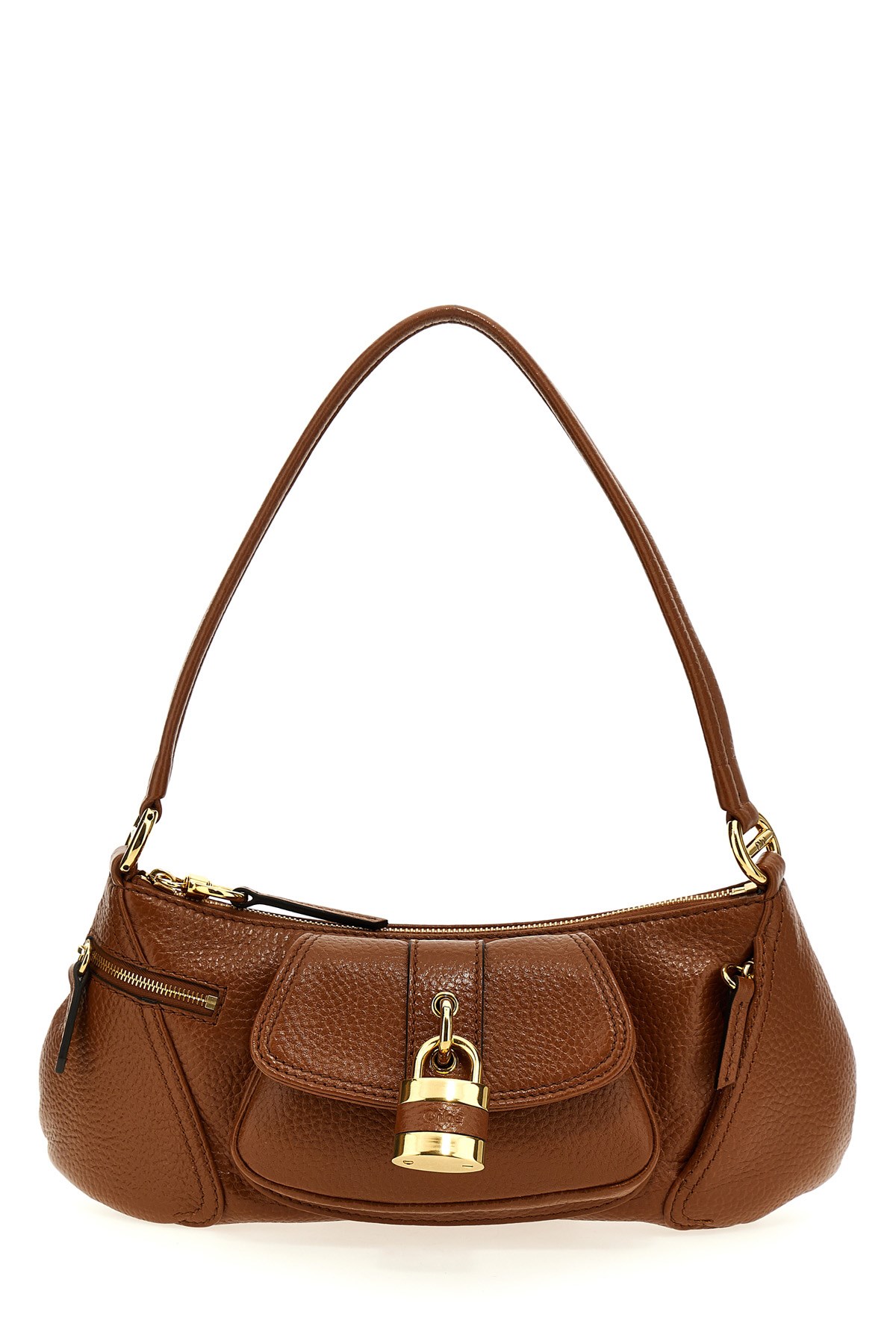 Chloé Womens Clay Brown The 99 Padlock-embellishment Leather Shoulder Bag