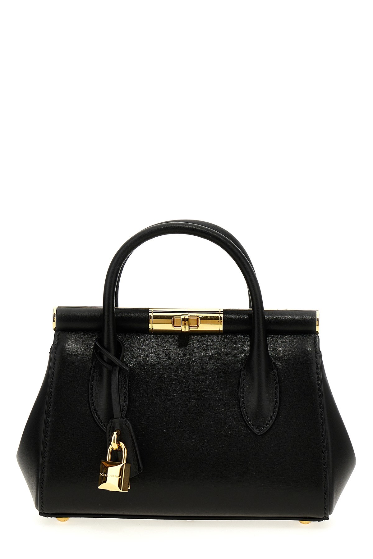 Dolce & Gabbana Marlene Palmellato Leather Handbag In Black
