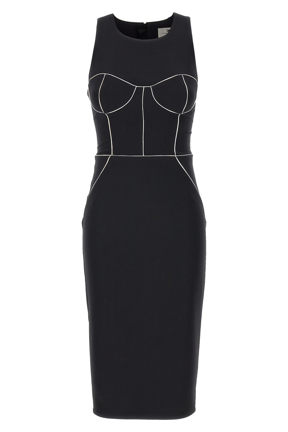 Elisabetta Franchi Fitted Midi Dress With Structured Bodice