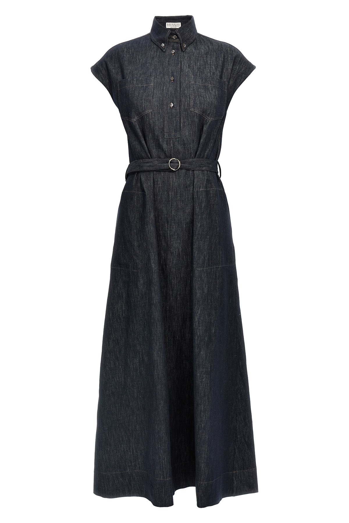 Brunello Cucinelli Belted Midi Denim Dress