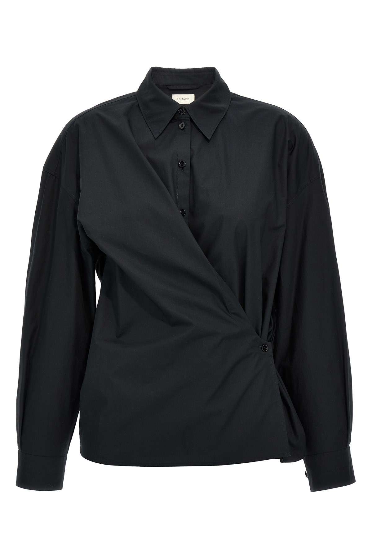 Lemaire Black Straight-collar Twisted Shirt