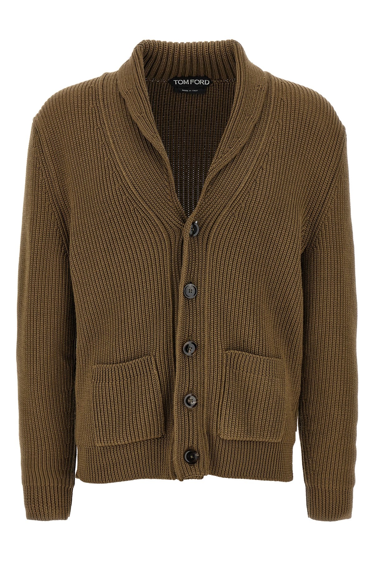 Tom Ford Ribbed Texture Shawl Collar Front Pockets
