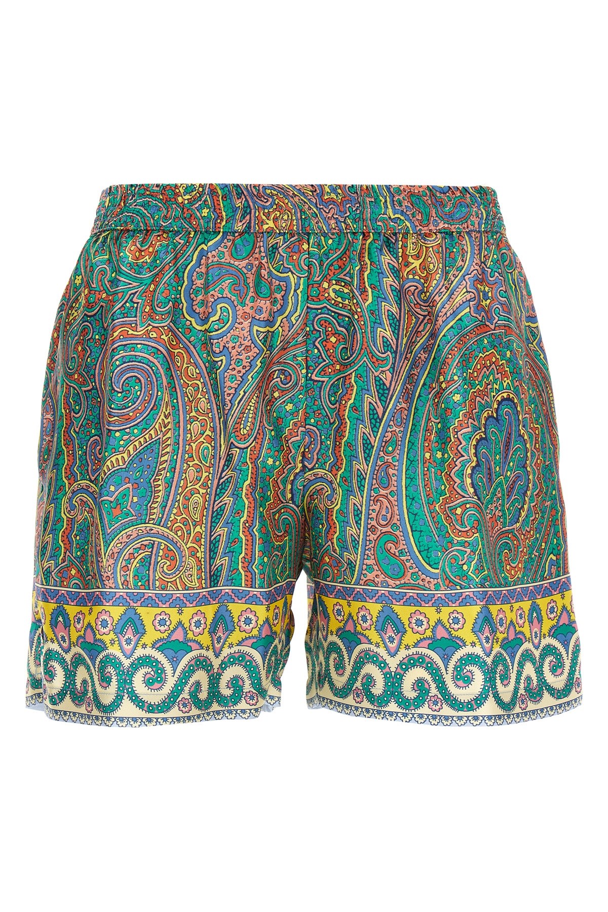 Etro Paisley Silk Shorts With Intricate Hem Detailing