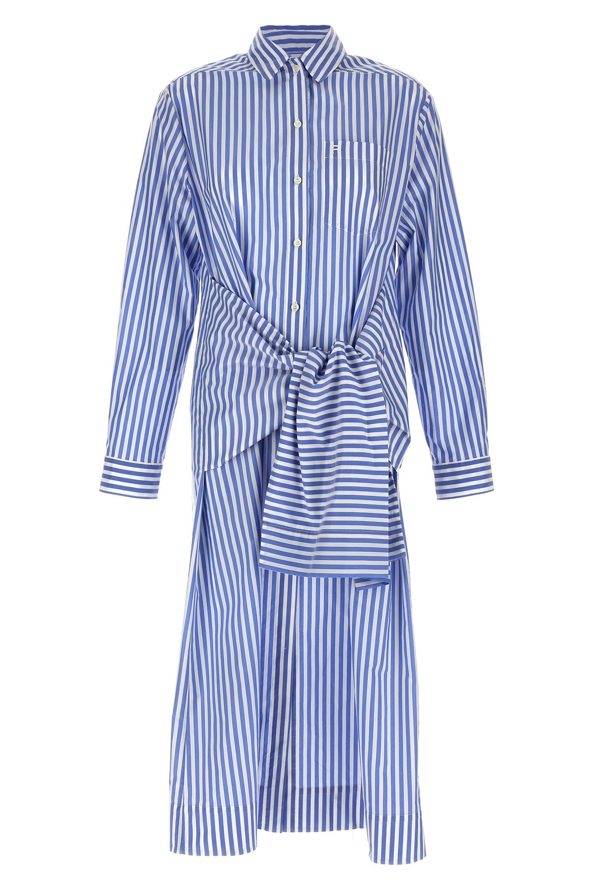 Philosophy Di Lorenzo Serafini Shirt-style Striped Cotton Blend Chemisier Dress In Blue