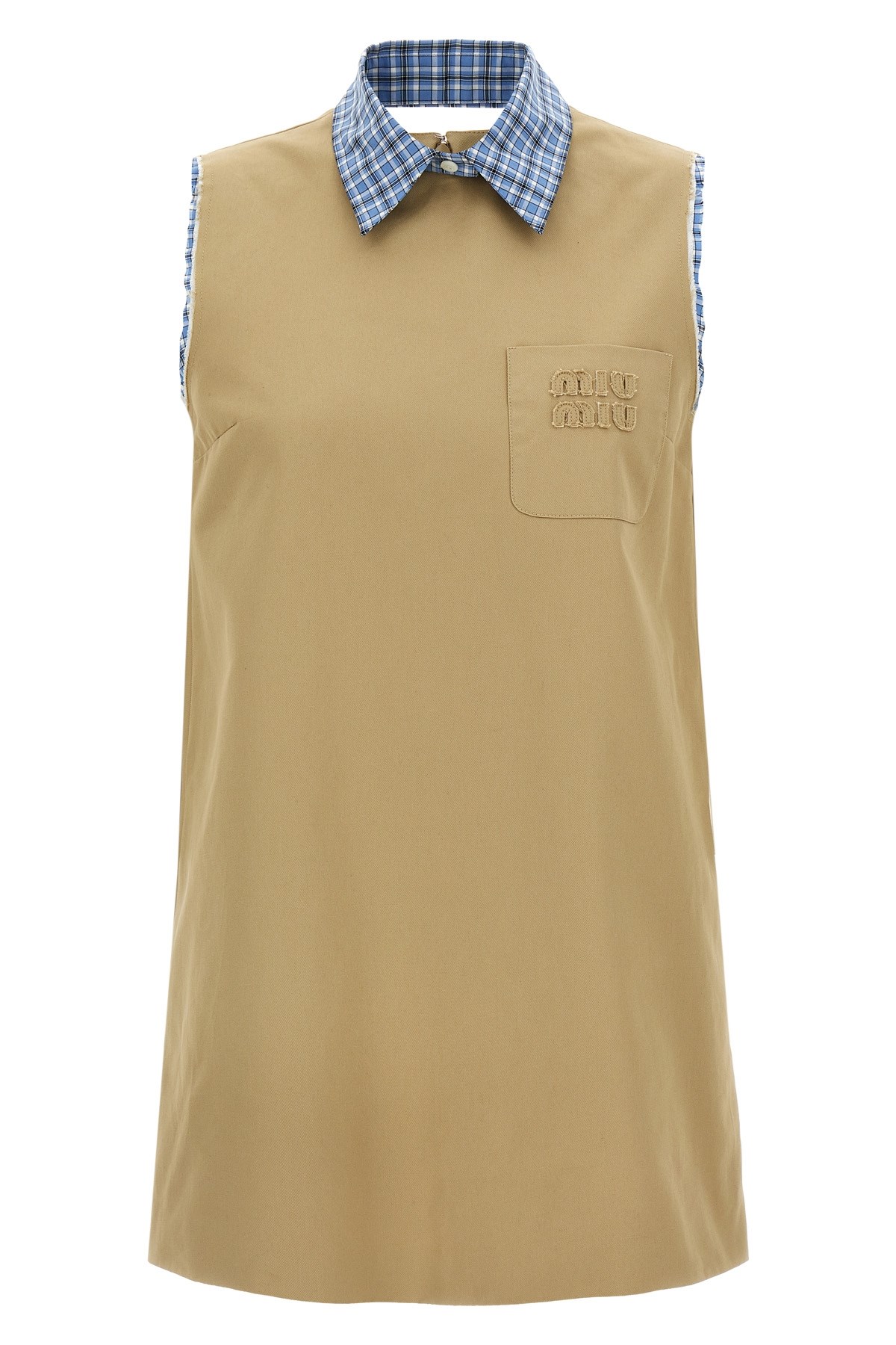 Miu Miu Mini Layered Dress Dresses Beige In Nude