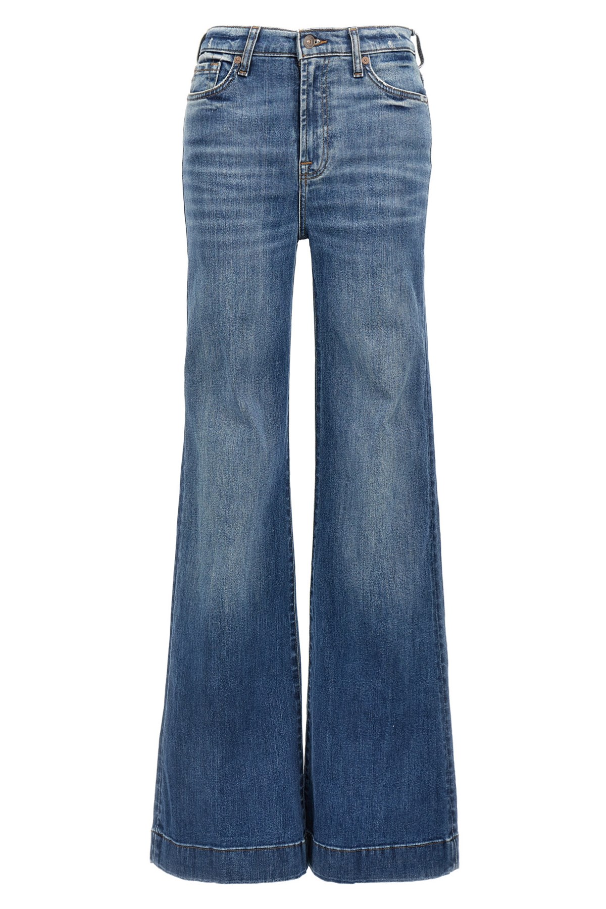 7 For All Mankind Womens Gran Canyon Modern Dojo Flared-leg High-rise Denim-blend Jeans